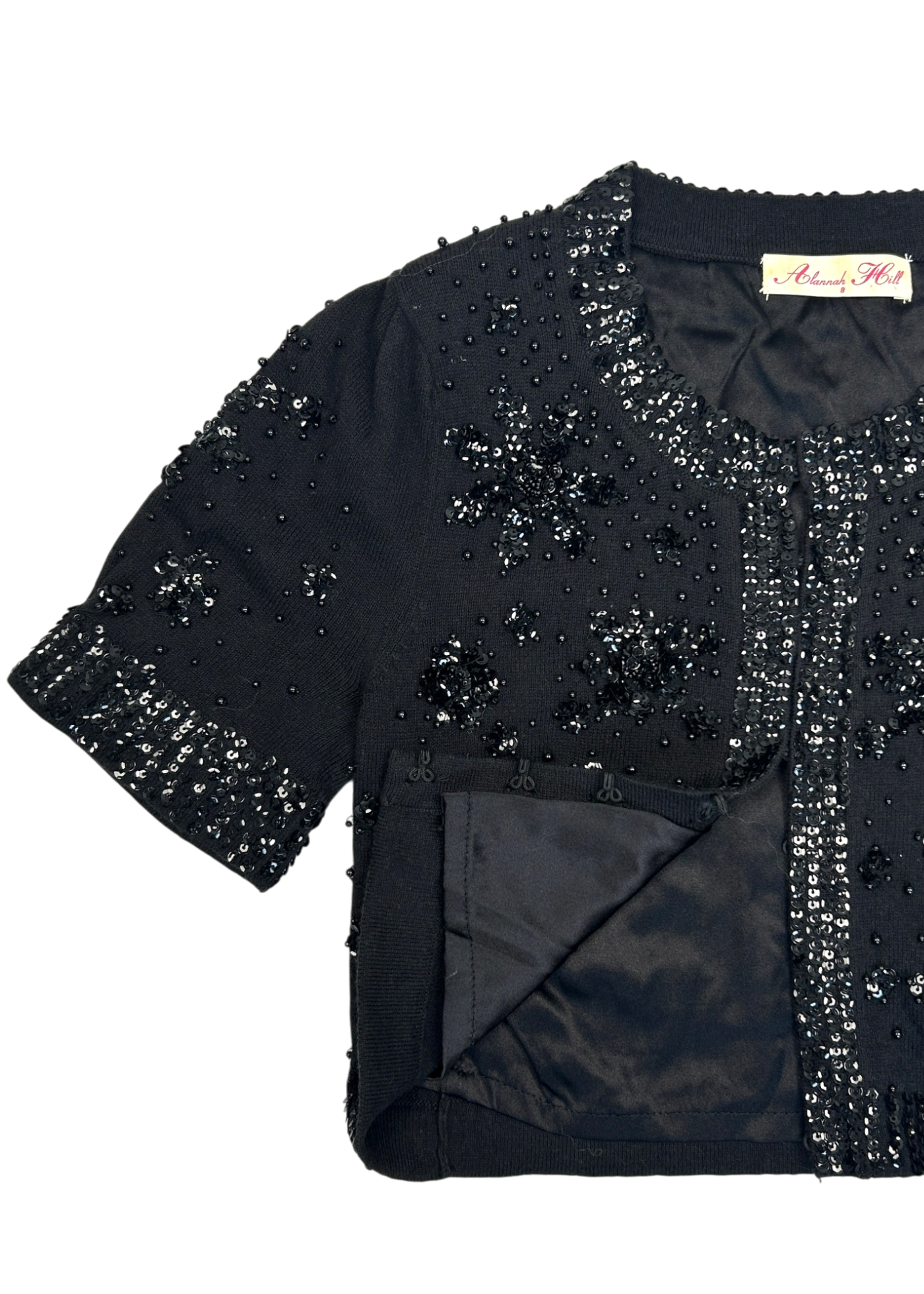 ALANNAH HILL Vintage Knit Beaded/Sequin Crop Cardi