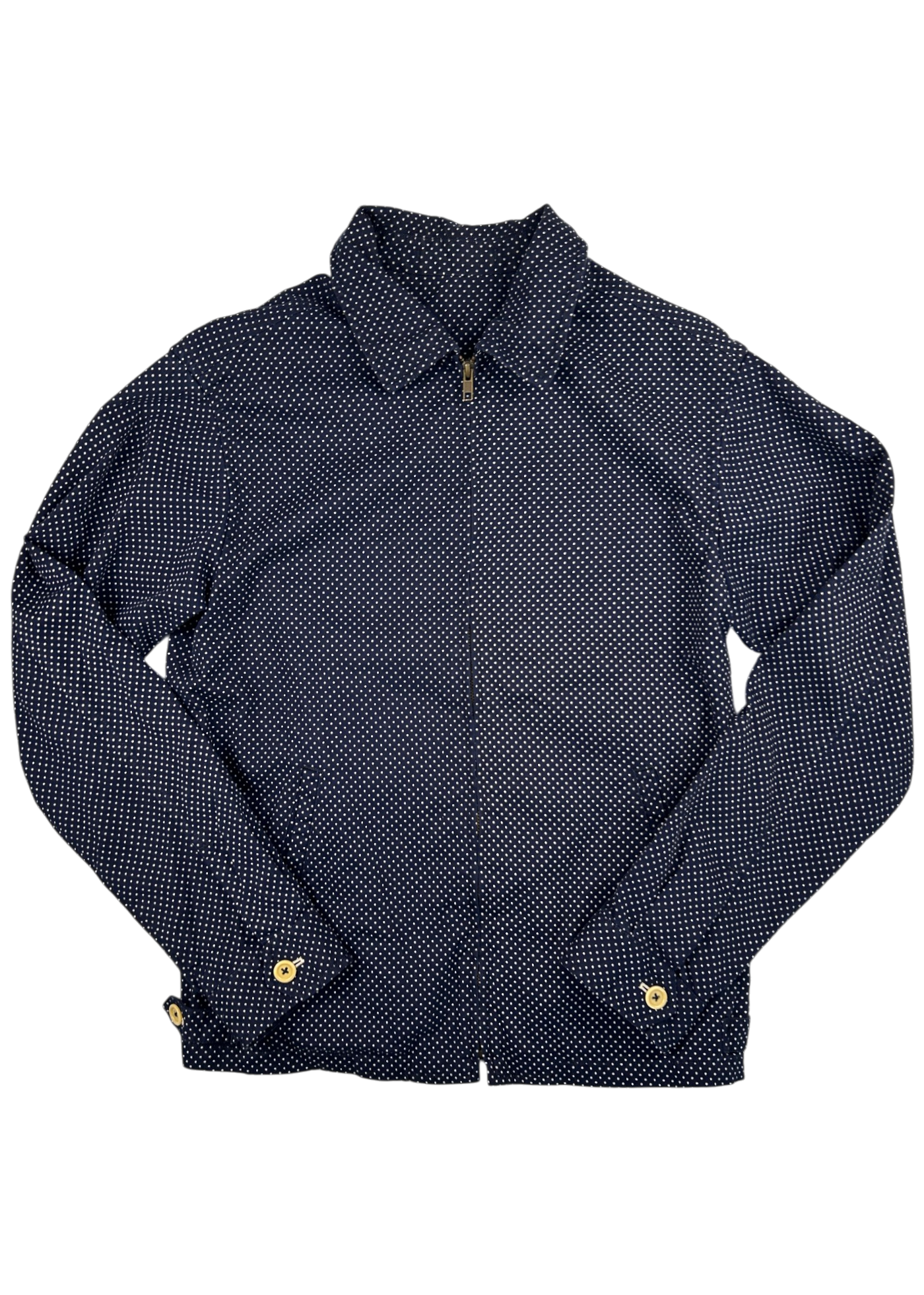 JIGSAW VINTAGE Cotton Navy/White Polka Dot Collared Jacket