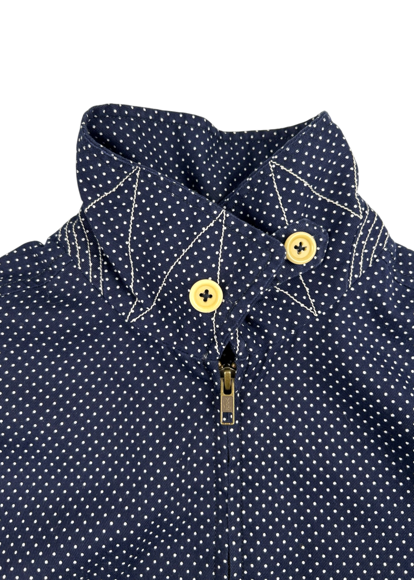 JIGSAW VINTAGE Cotton Navy/White Polka Dot Collared Jacket