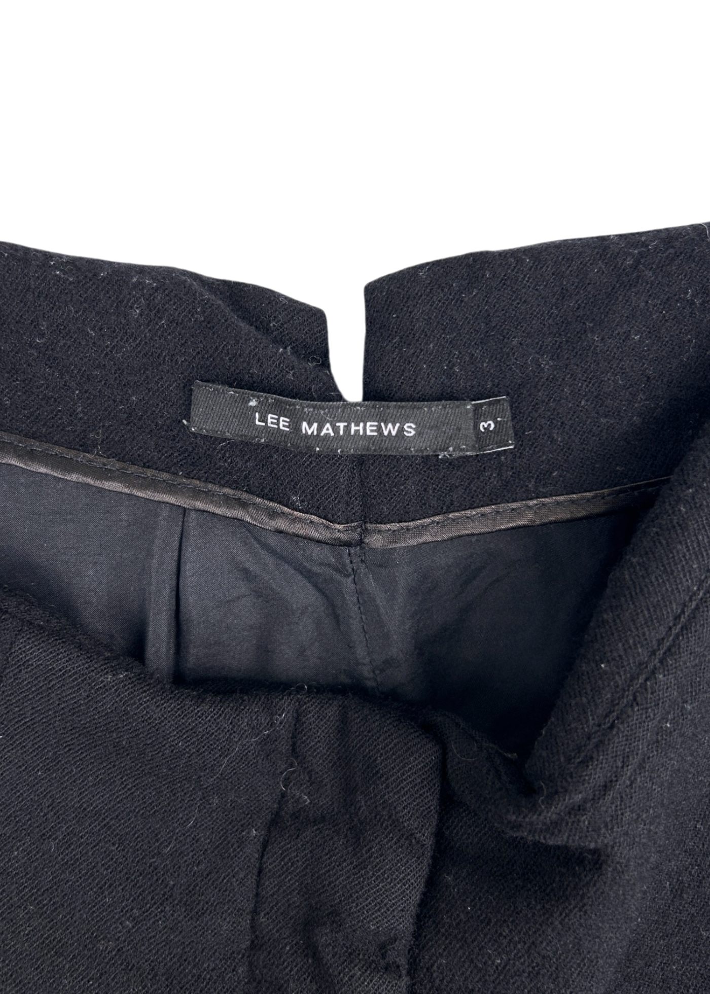 LEE MATHEWS Black Wool Blend Pleated Front Crop Pants