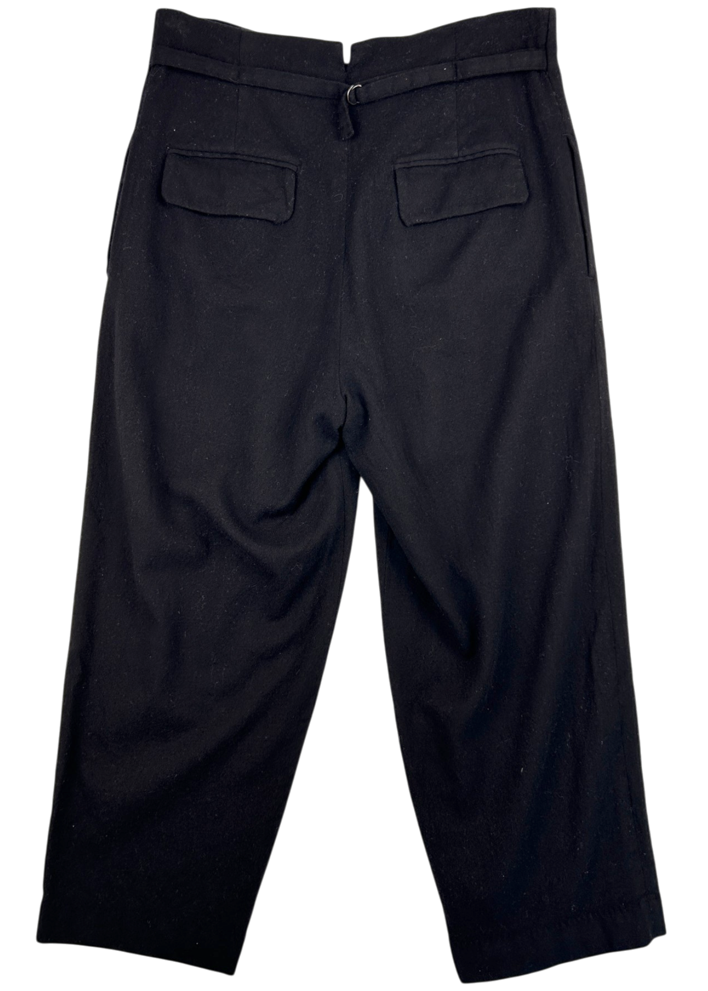 LEE MATHEWS Black Wool Blend Pleated Front Crop Pants