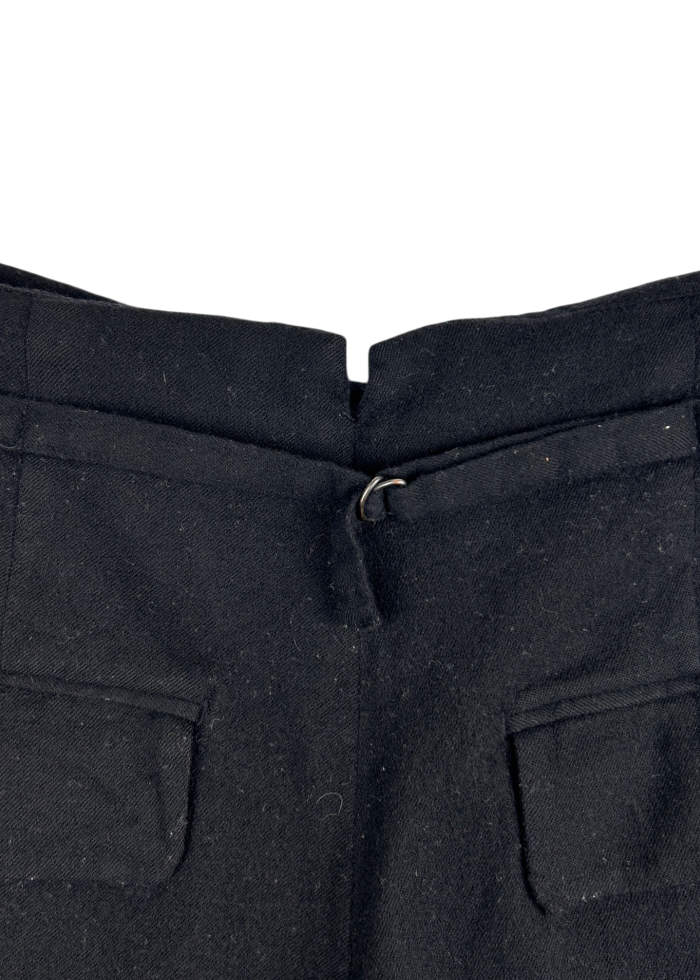 LEE MATHEWS Black Wool Blend Pleated Front Crop Pants