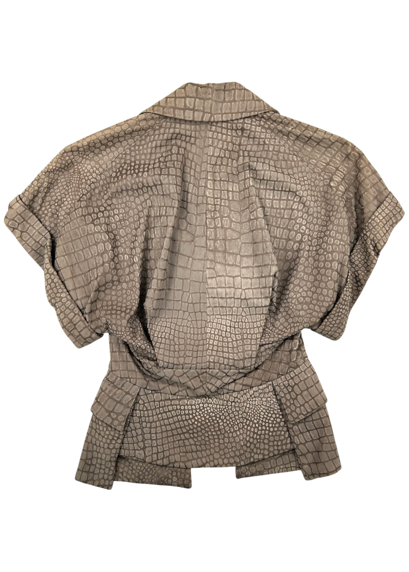 BALLY Croc Effect Leather/Silk Tailored Vest