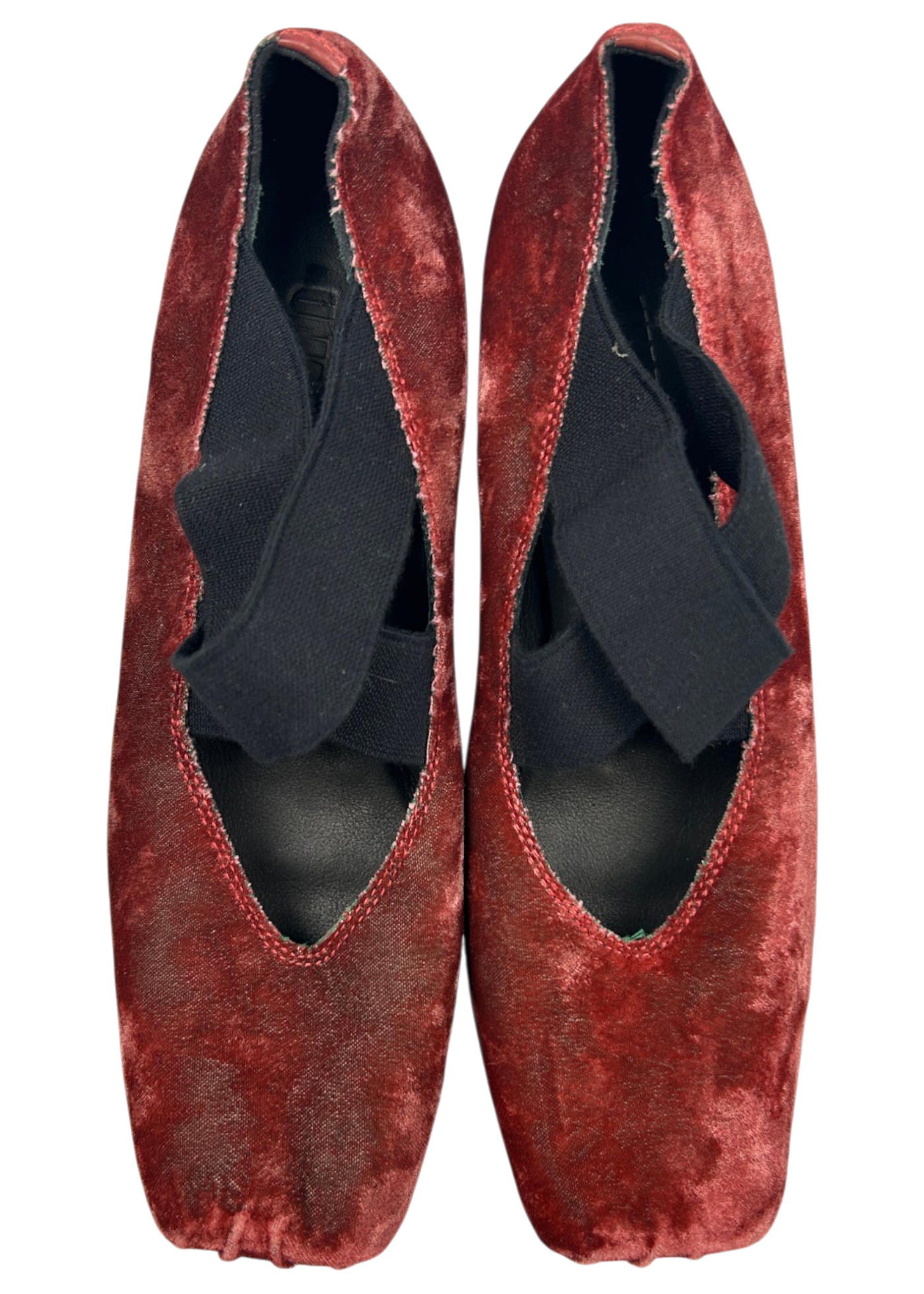 UMA WANG Velvet Square Toe Block Heel Ballet Flats