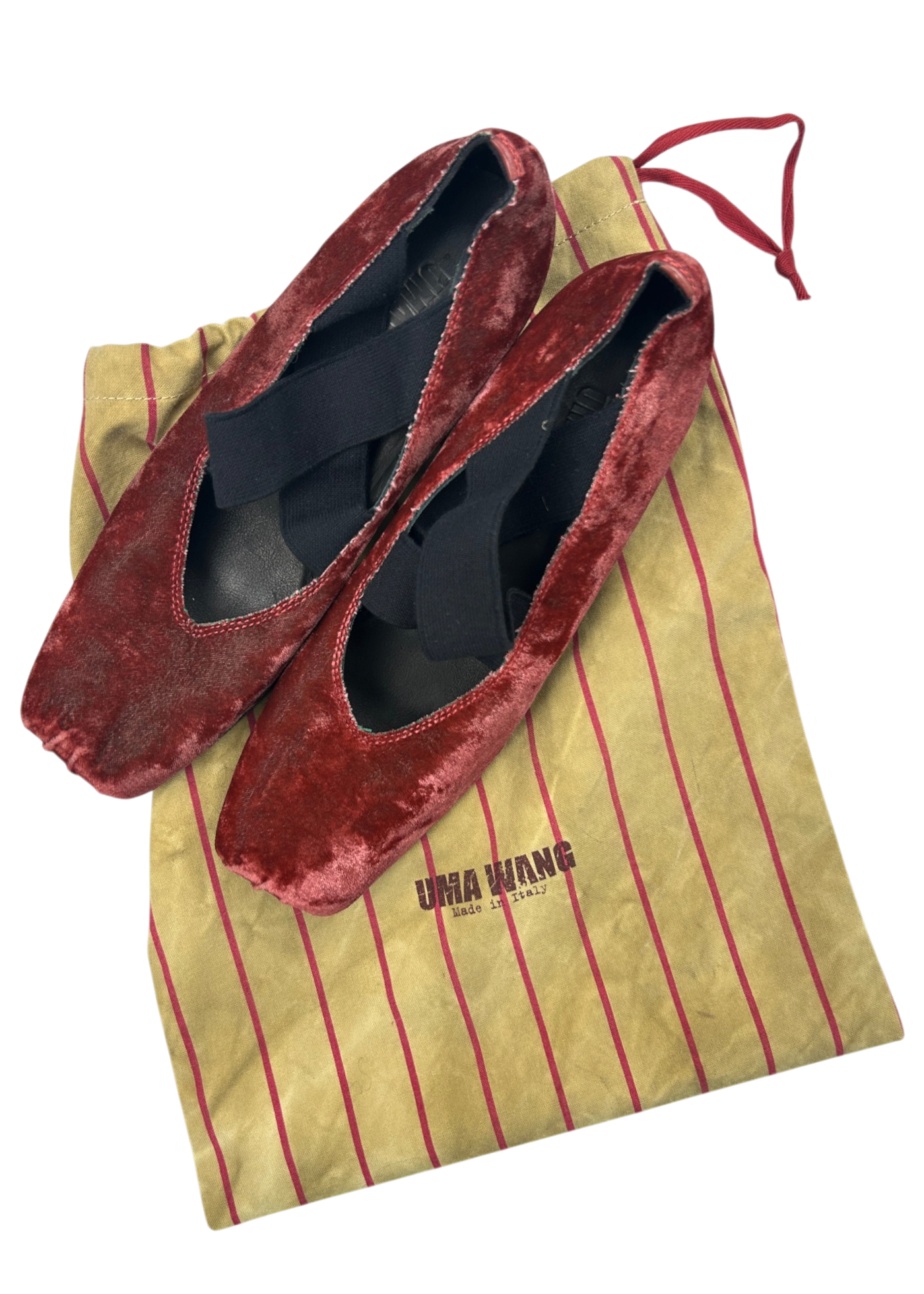 UMA WANG Velvet Square Toe Block Heel Ballet Flats