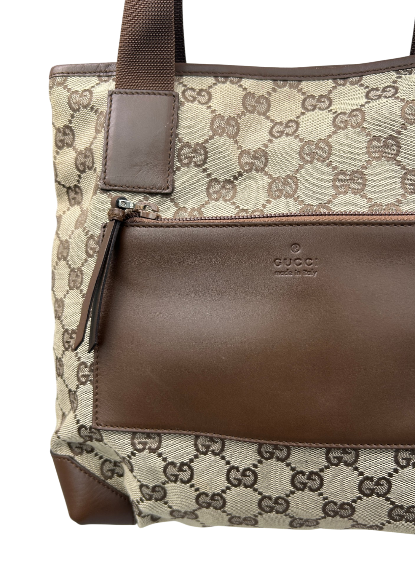 GUCCI VINTAGE Brown/Beige GG Canvas Top Handle Tote