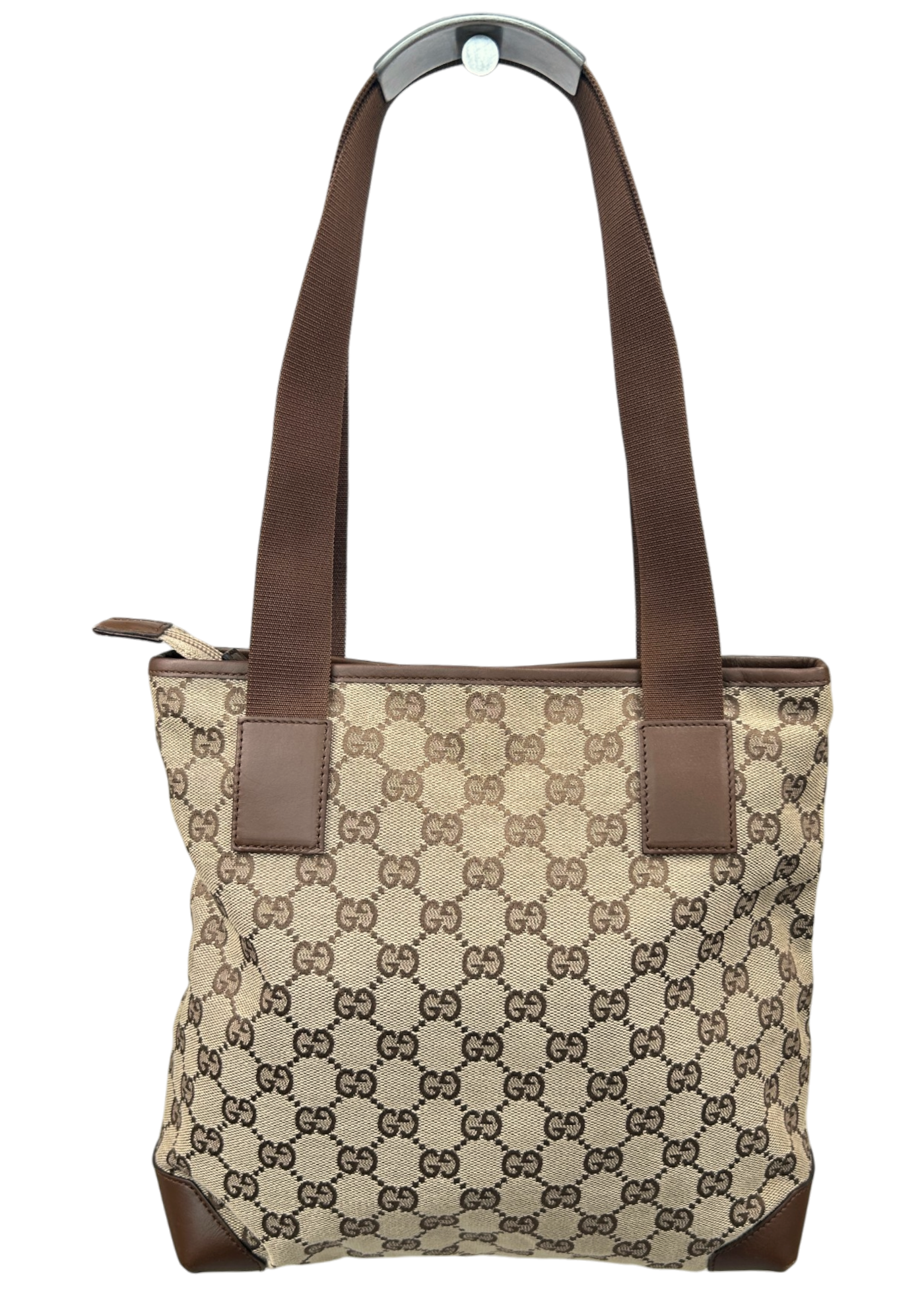GUCCI VINTAGE Brown/Beige GG Canvas Top Handle Tote
