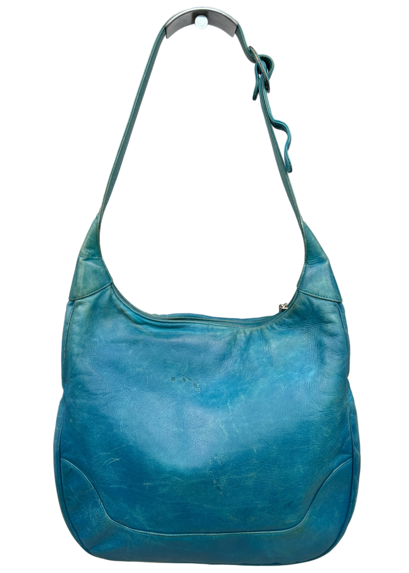 CHANEL VINTAGE (AS IS) 1989-1991 'Timeless CC Hobo' Turquoise Caviar Leather Bag