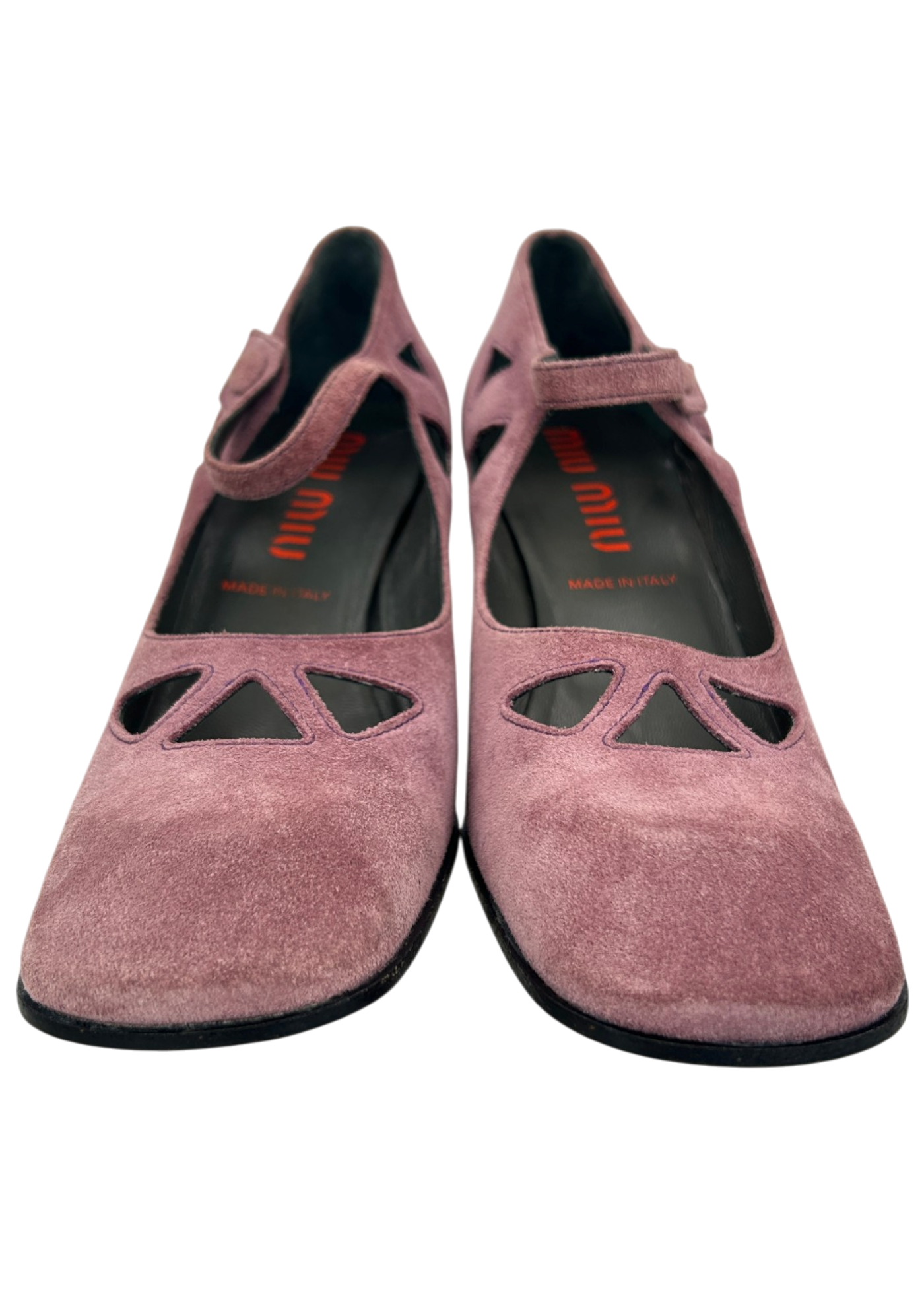 MIU MIU Fall 2001 RTW Mauve Suede Block Heel Mary Janes