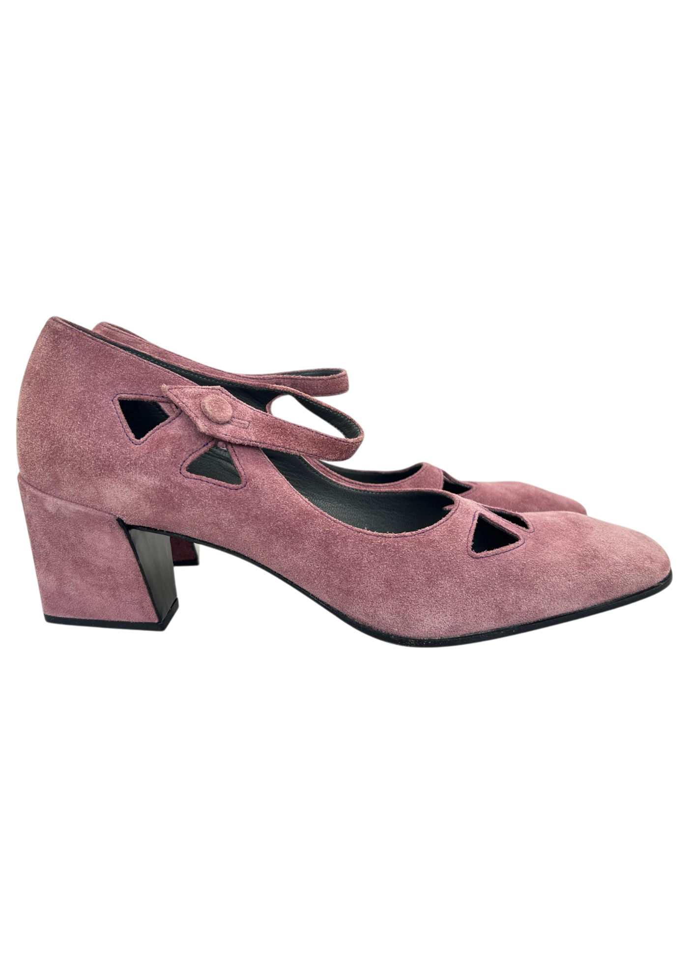 MIU MIU Fall 2001 RTW Mauve Suede Block Heel Mary Janes