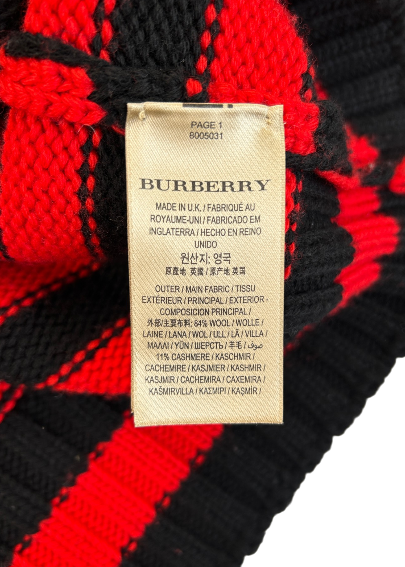 BURBERRY (AS IS) Wool/Cashmere Blend Chevron Stripe Jumper