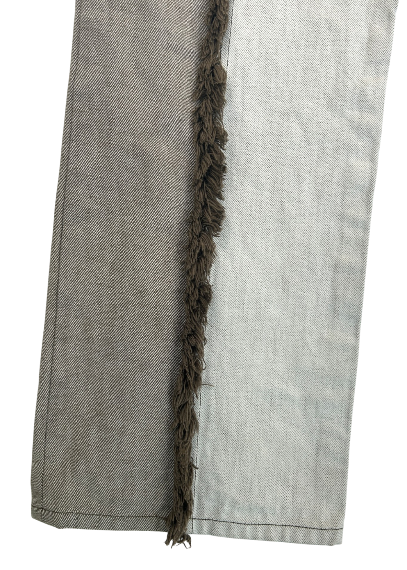 DION LEE White/Brown Shaggy Denim Jeans