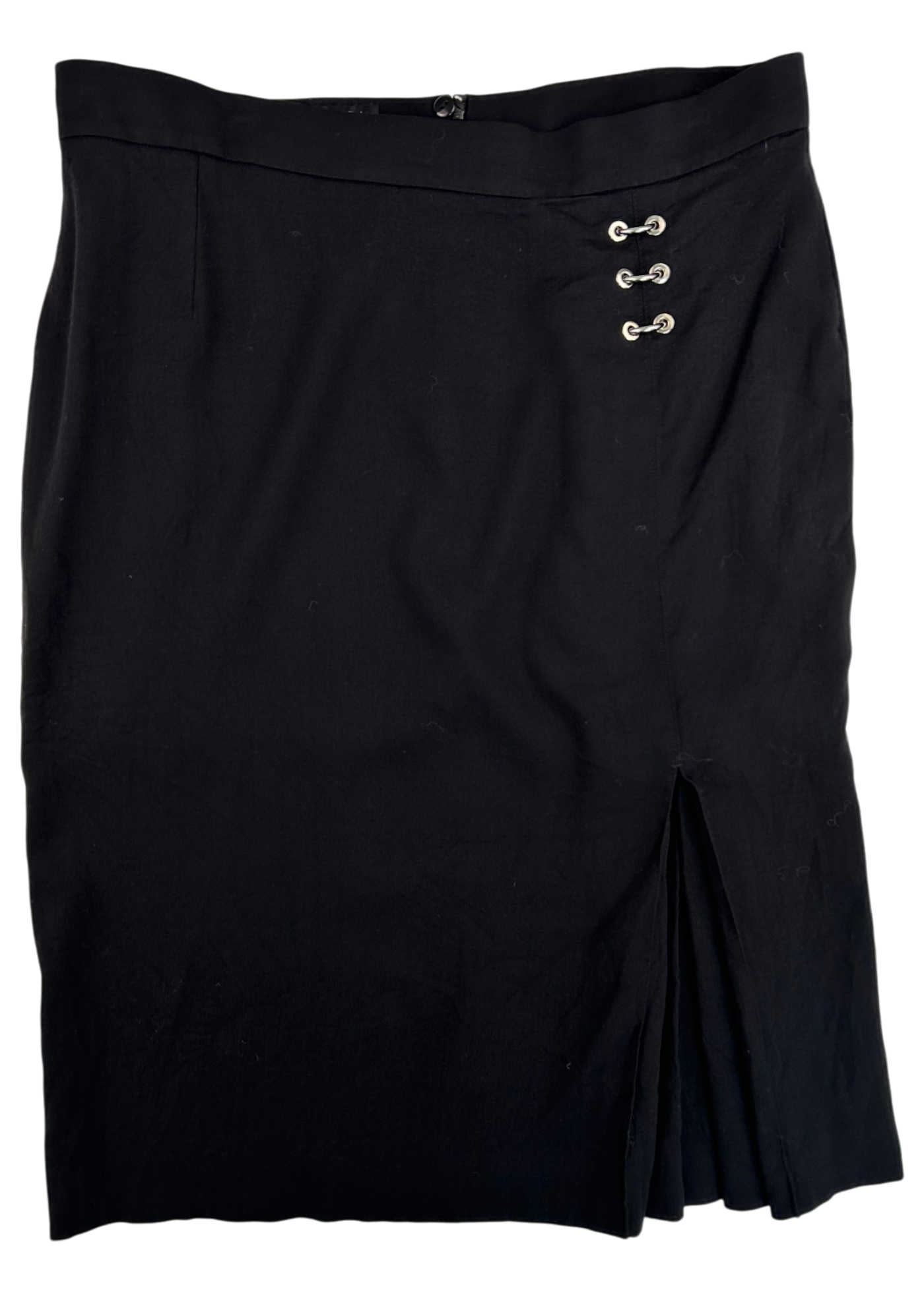 ESCADA Wool Pierced Pleat Midi Skirt