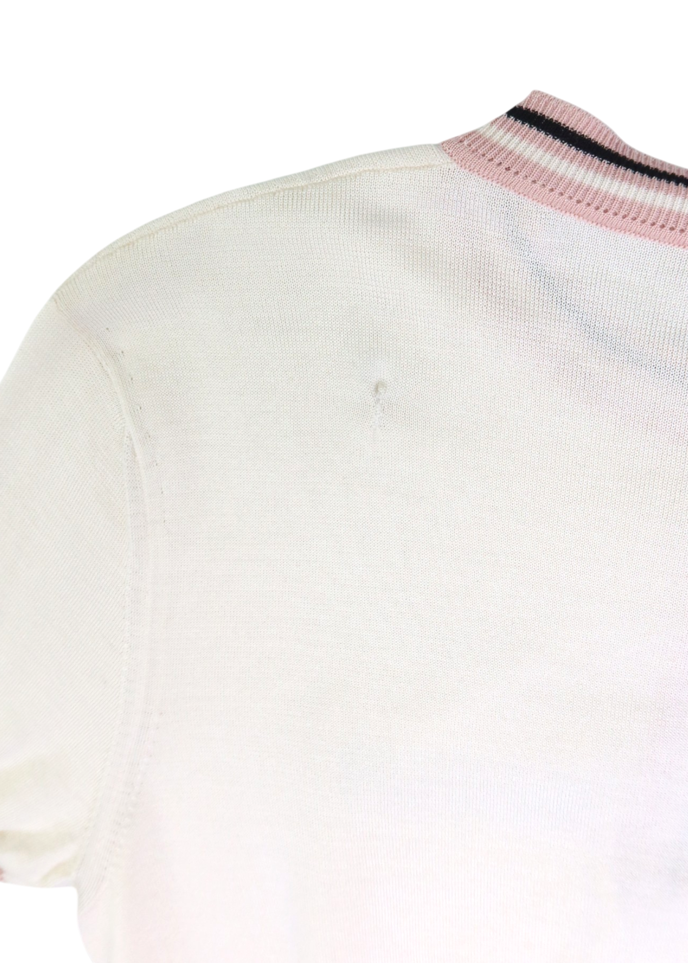 FENDI (AS IS) Cream/Baby Pink Silk Logo Knit Top