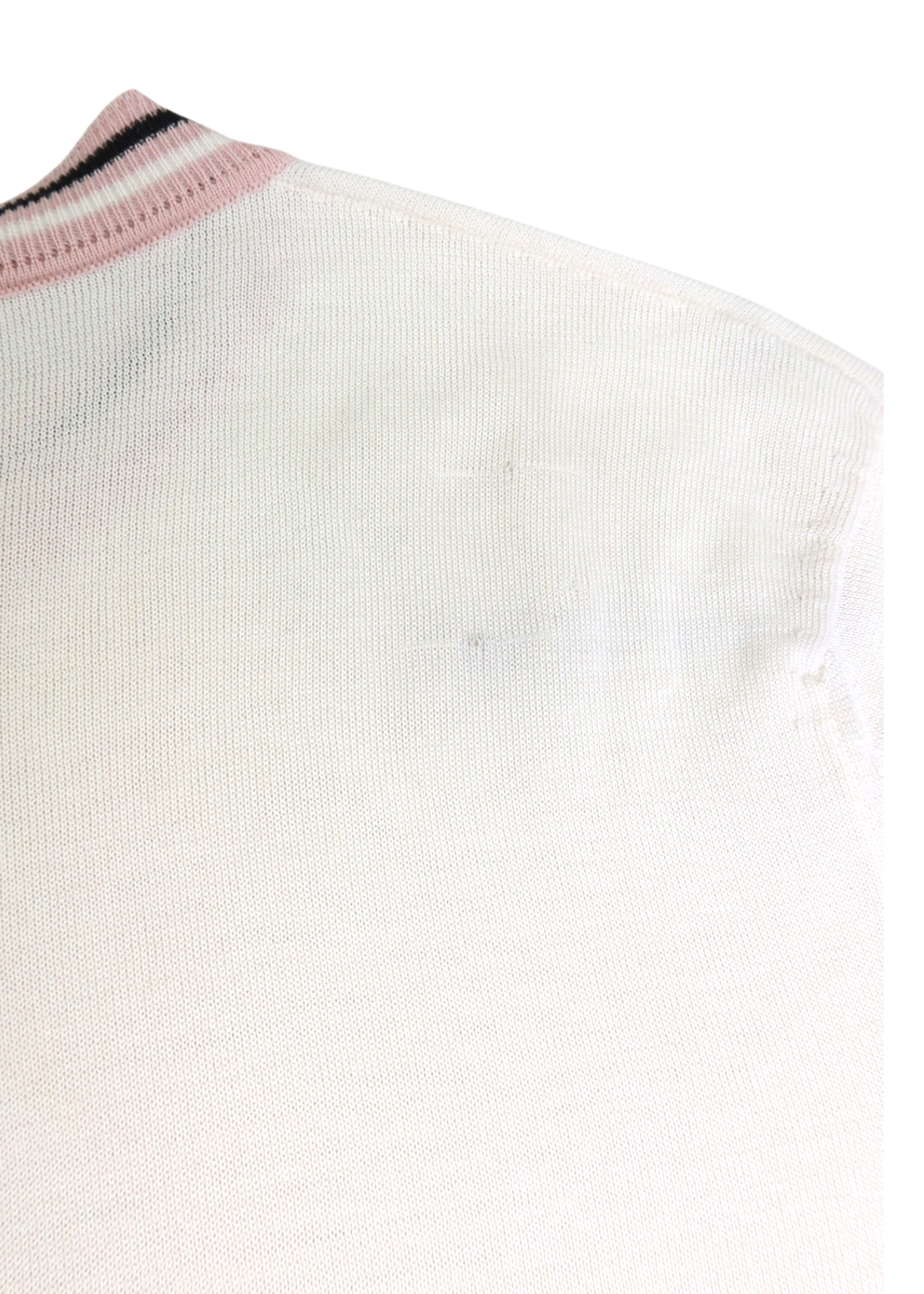 FENDI (AS IS) Cream/Baby Pink Silk Logo Knit Top