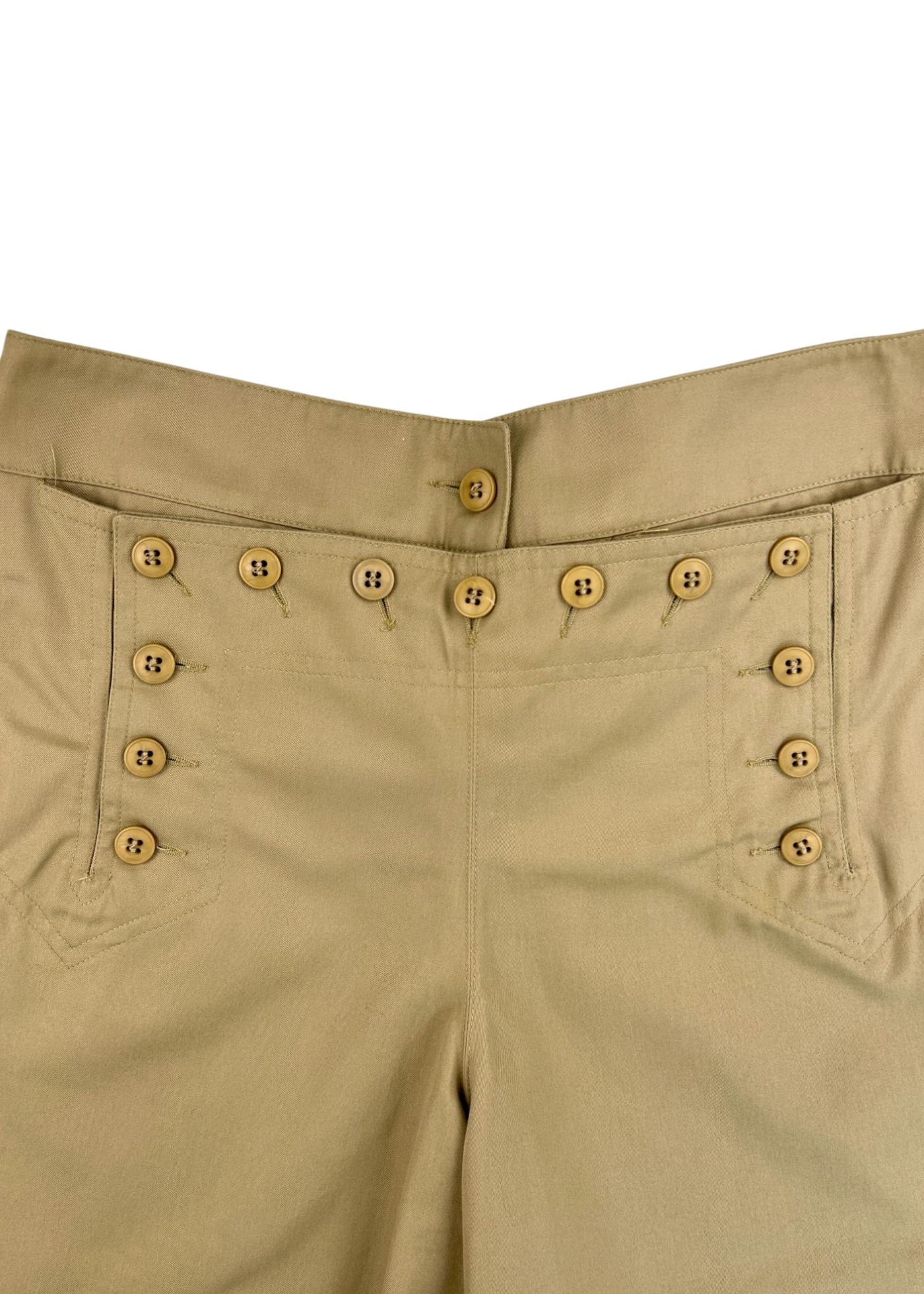 MIU MIU S/S 1998 Beige Cotton Blend Button Up Shorts W/ Lace Up Back