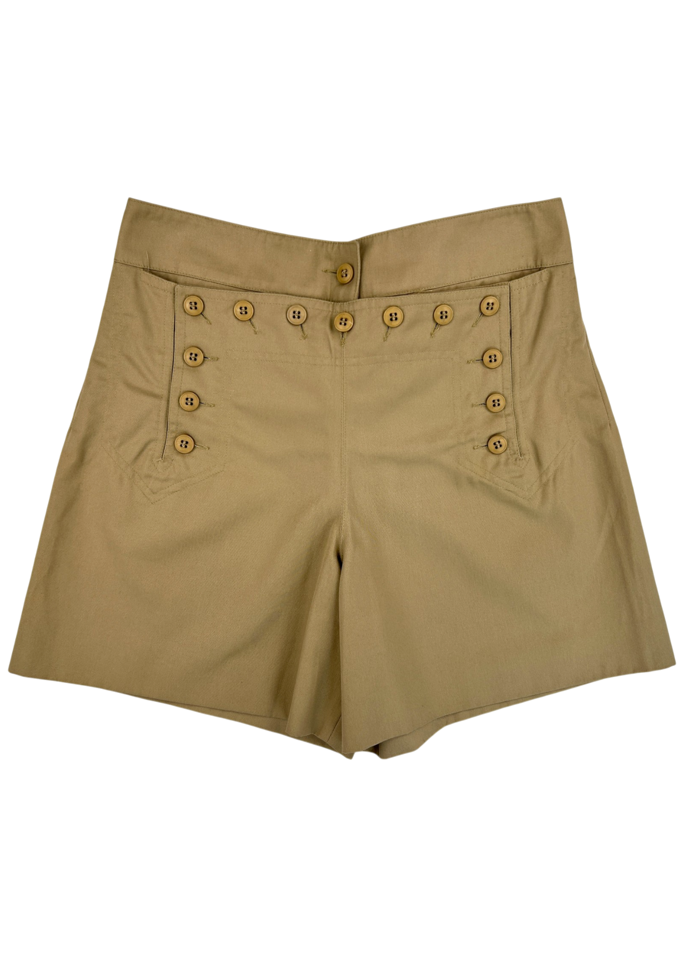 MIU MIU S/S 1998 Beige Cotton Blend Button Up Shorts W/ Lace Up Back