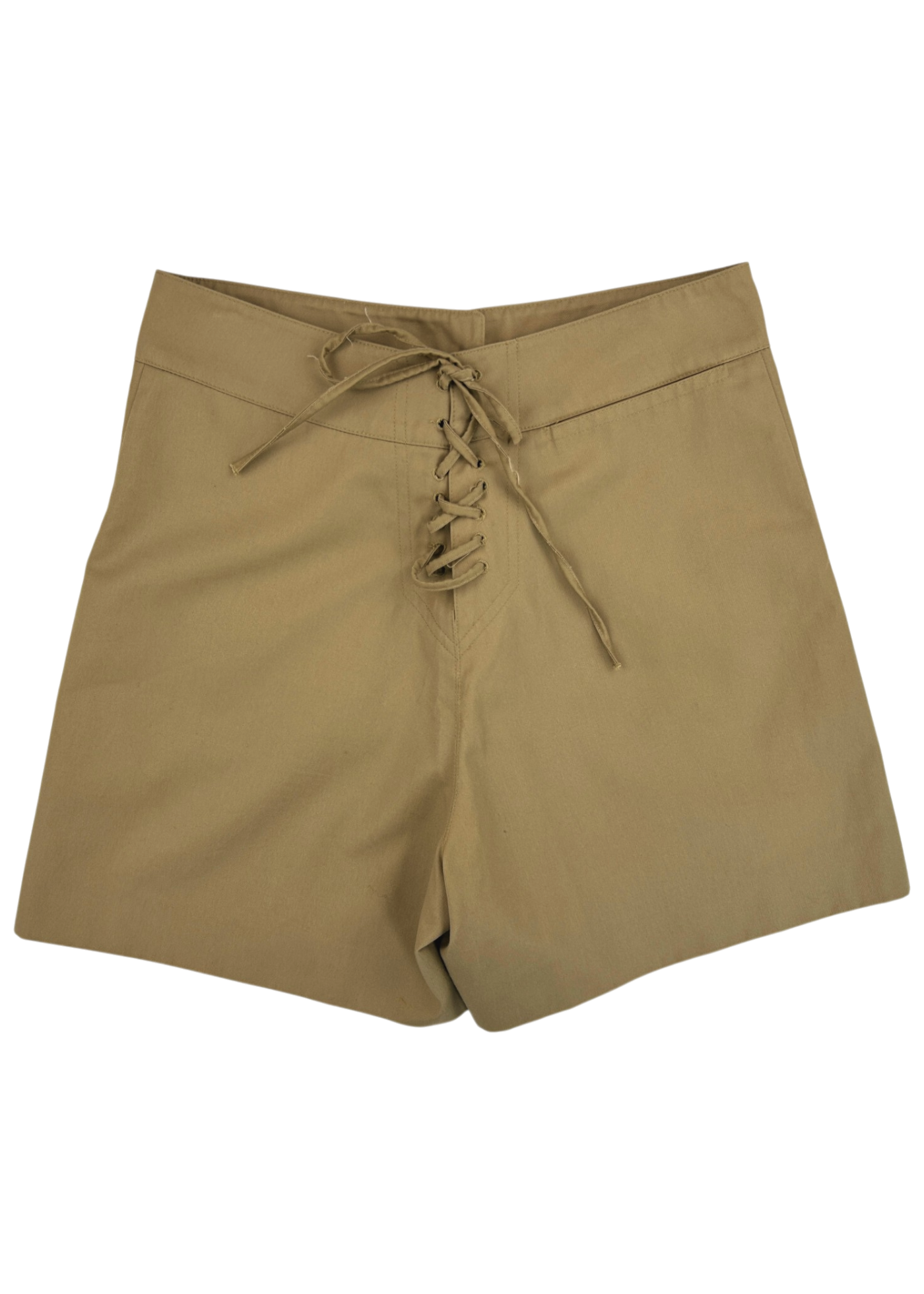 MIU MIU S/S 1998 Beige Cotton Blend Button Up Shorts W/ Lace Up Back