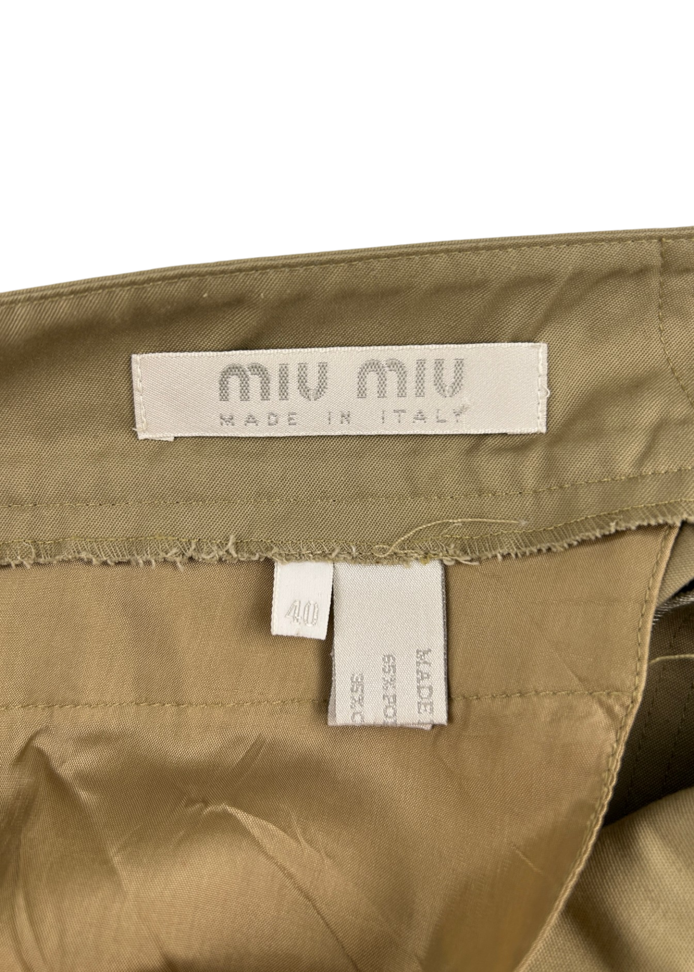 MIU MIU S/S 1998 Beige Cotton Blend Button Up Shorts W/ Lace Up Back