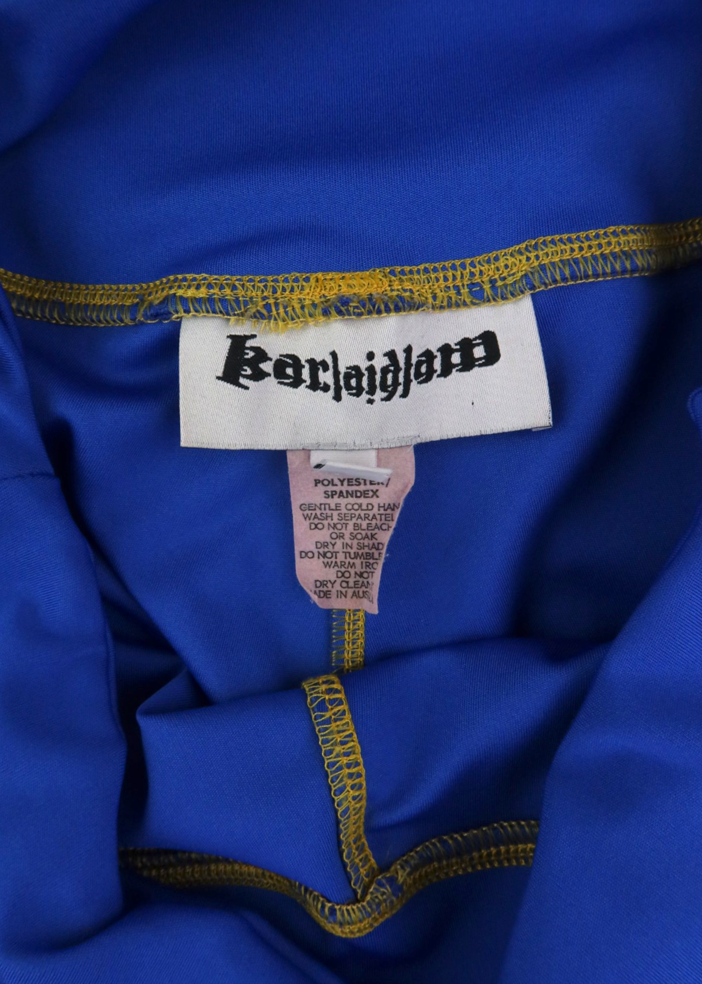 KARLAIDLAW (AS IS) Blue/Yellow Lycra Lowrise Straight Leg Pants
