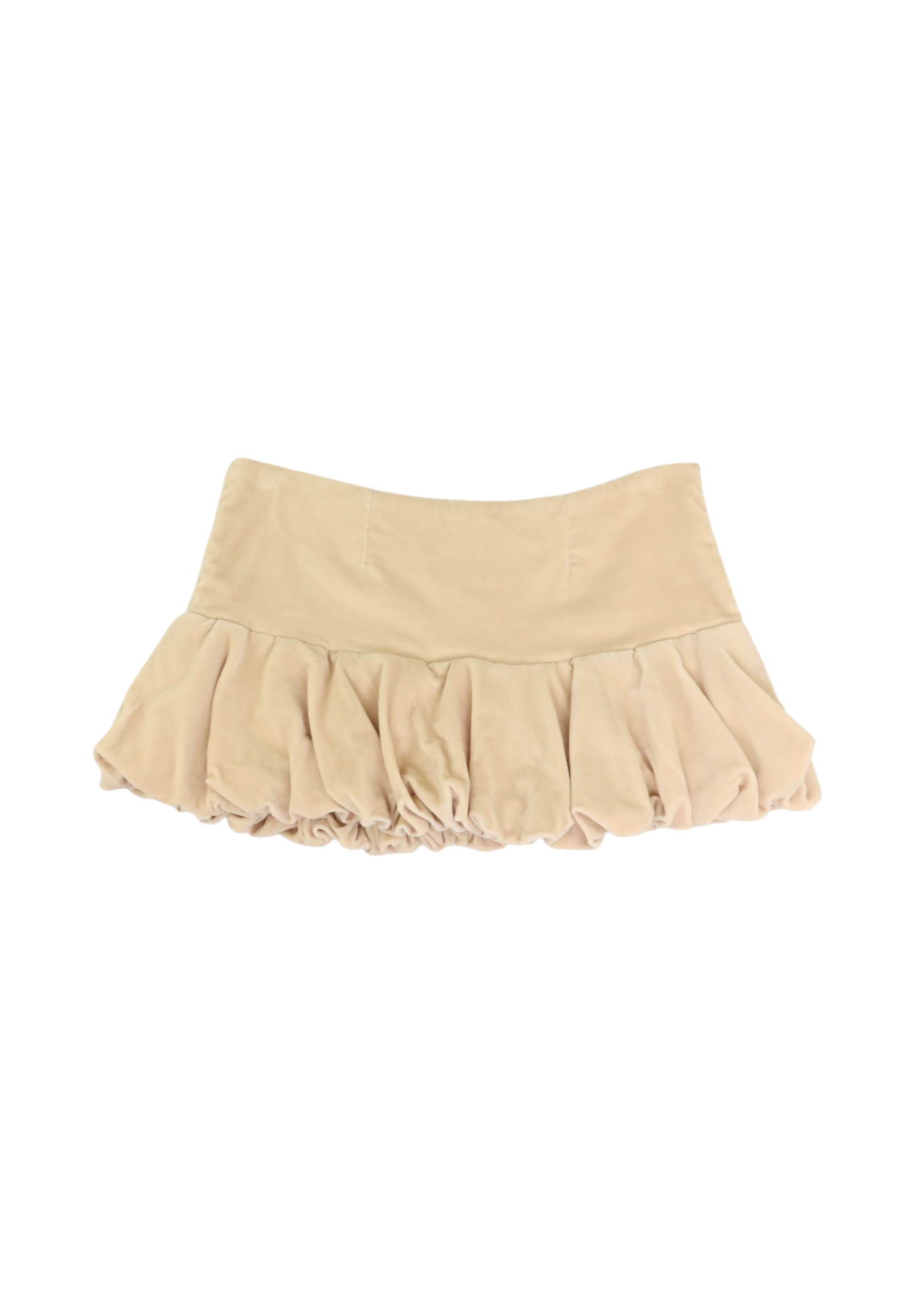 MAROSKE PEECH Cream Velvet Bubble Mini Skirt