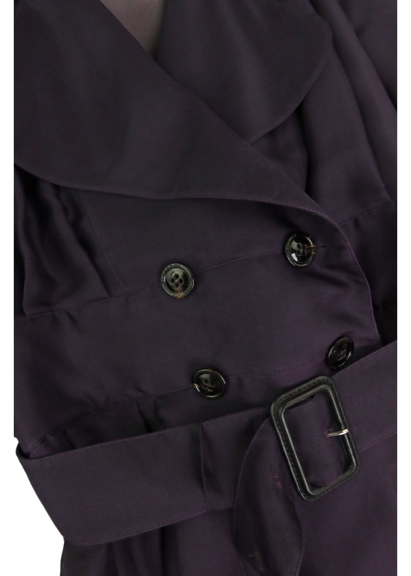 BURBERRY 2016 Purple Silk Organza Double Breast Pleat Coat w Belt