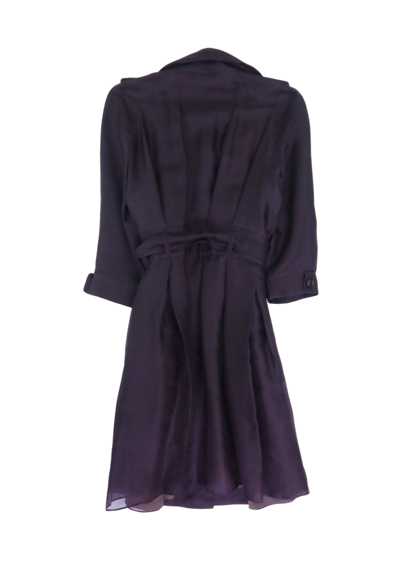BURBERRY 2016 Purple Silk Organza Double Breast Pleat Coat w Belt