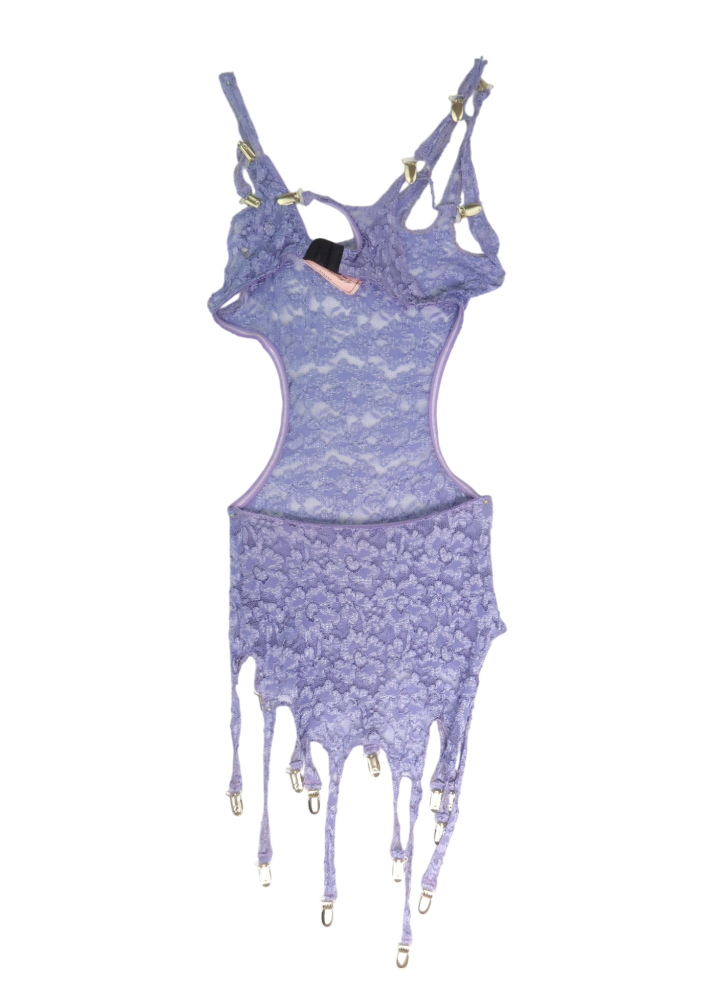 GEM DADDY SLIM 'Girl Mess' Periwinkle Lace Multi Garter Strap Mini Dress