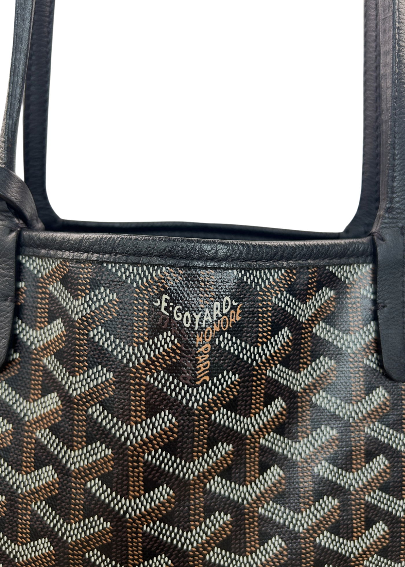 GOYARD (AS IS) 2018 Goyardine Anjou Mini Leather Reversible Tote W/ Pouchette