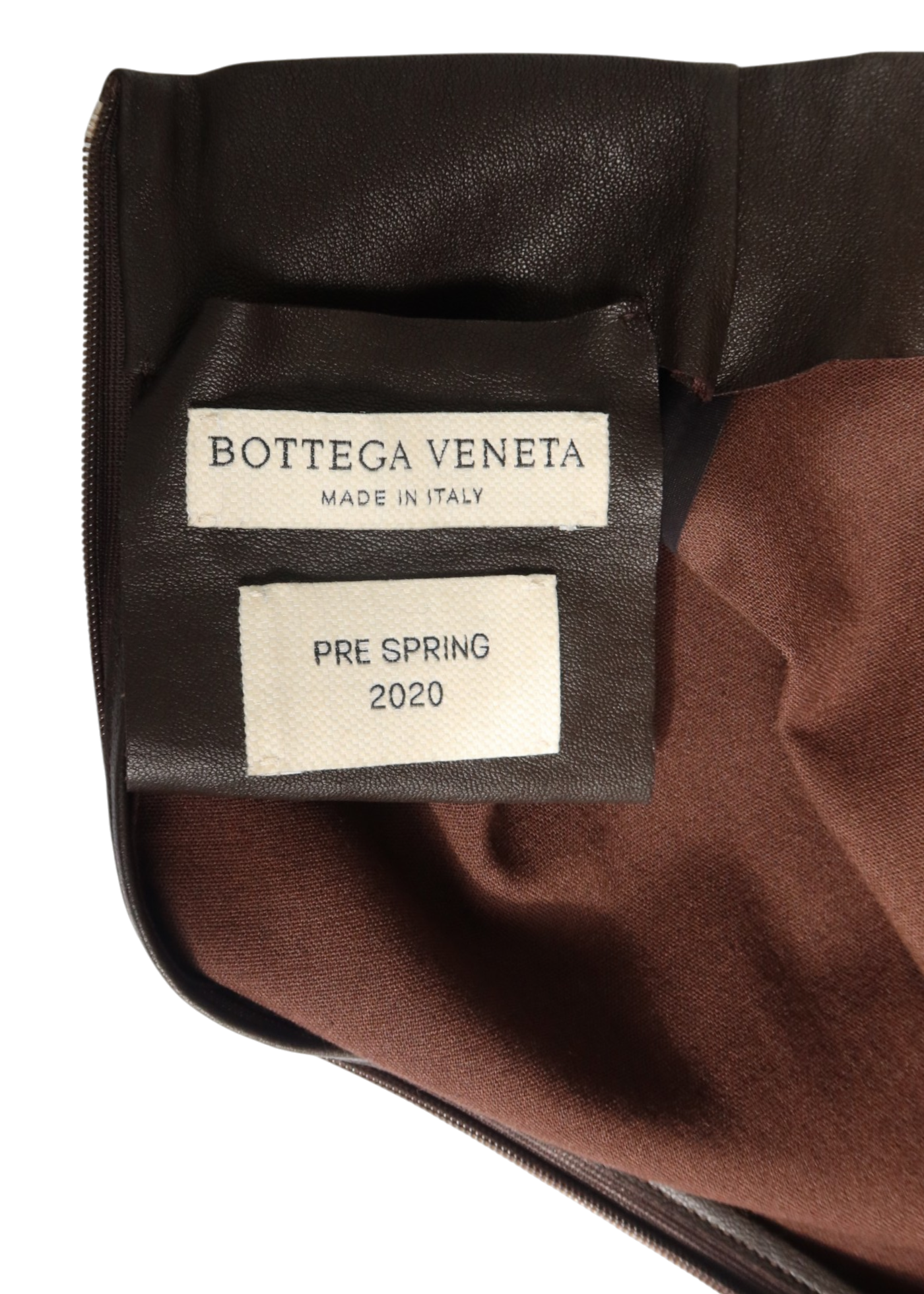 BOTTEGA VENETA Pre-Spring 2020 Brown Leather Mock Neck