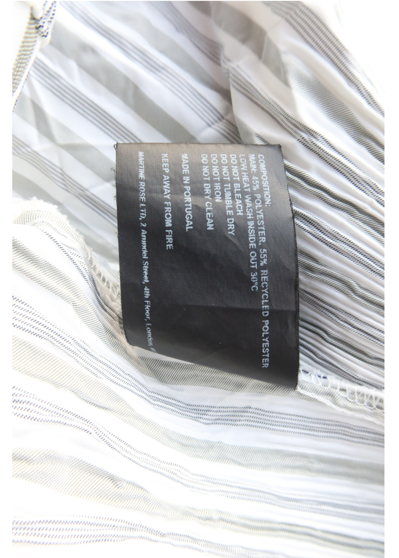 MARTINE ROSE (AS IS) Sage Green/White Stripe Smocked Crinkle Shirt