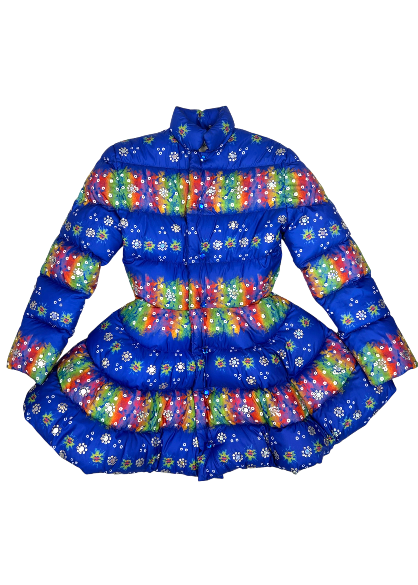 ADIDAS X JEREMY SCOTT (SAMPLE) 2012 Rainbow Tie Dye Puff Coat W/ Flute Skirt
