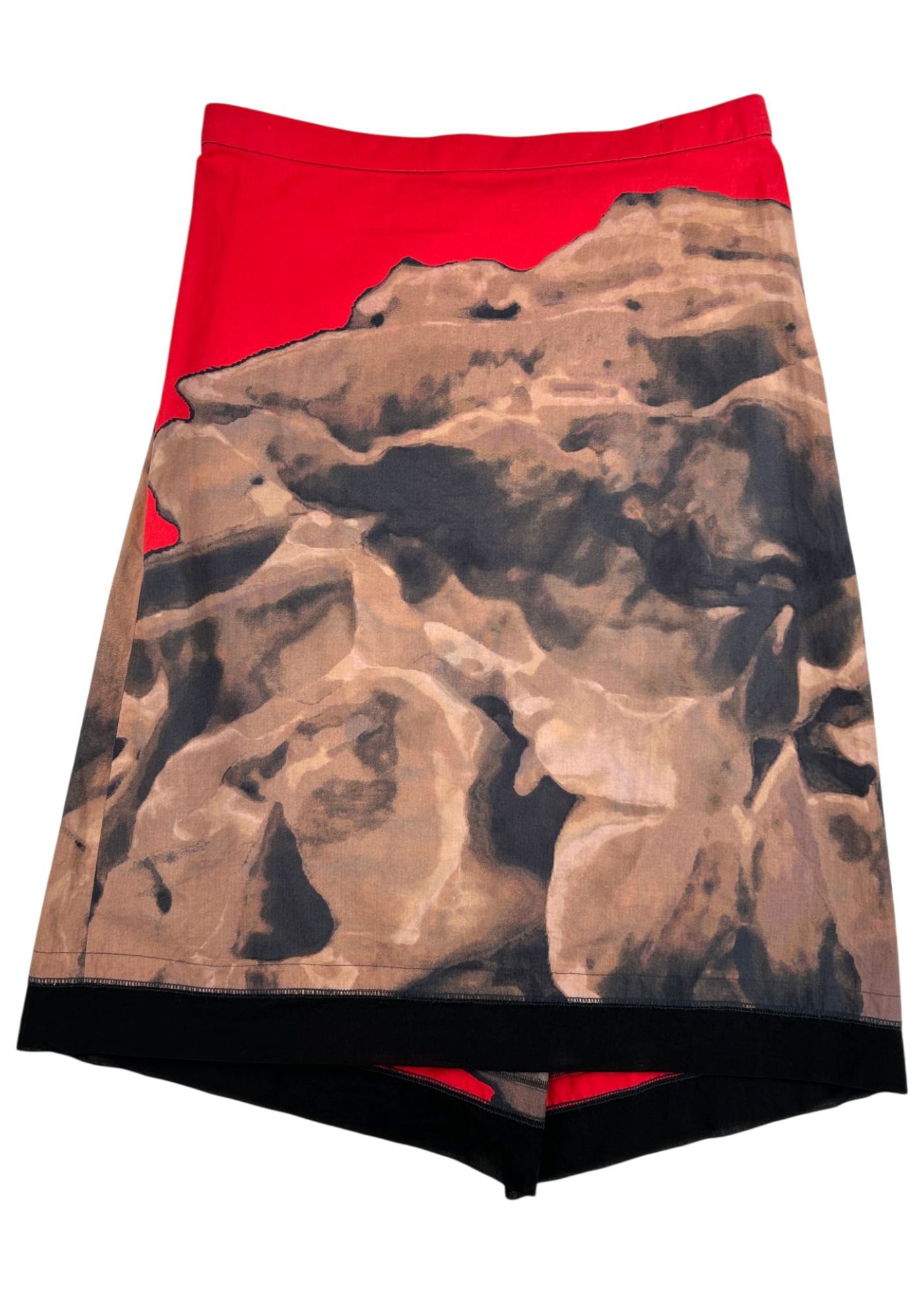 ISSEY MIYAKE (AS IS) S/S 2002 Rock Print Cotton Midi Skirt