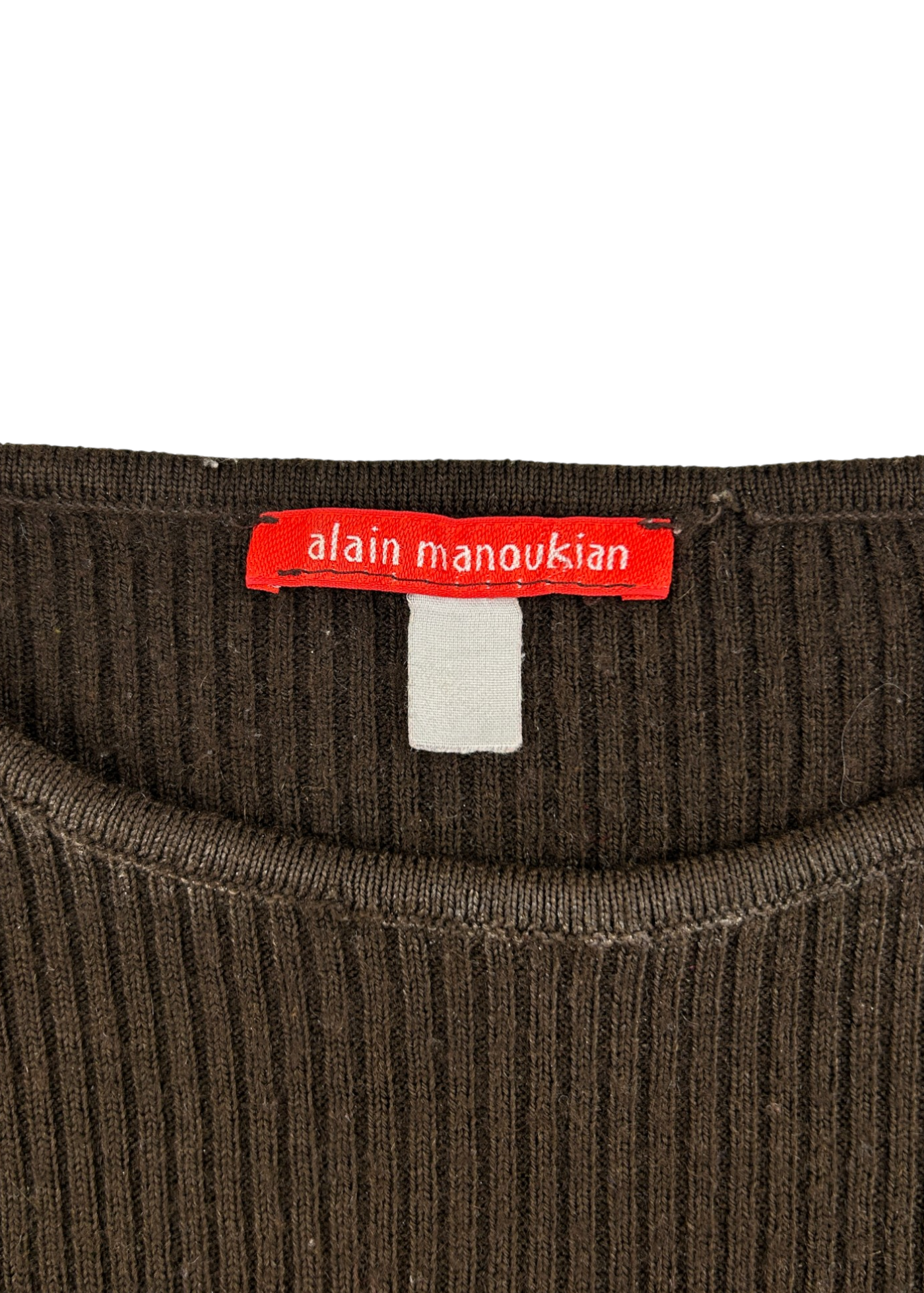ALAIN MANOUKIAN (AS IS) Brown Wool Blend Rib Zipper Chest Jumper