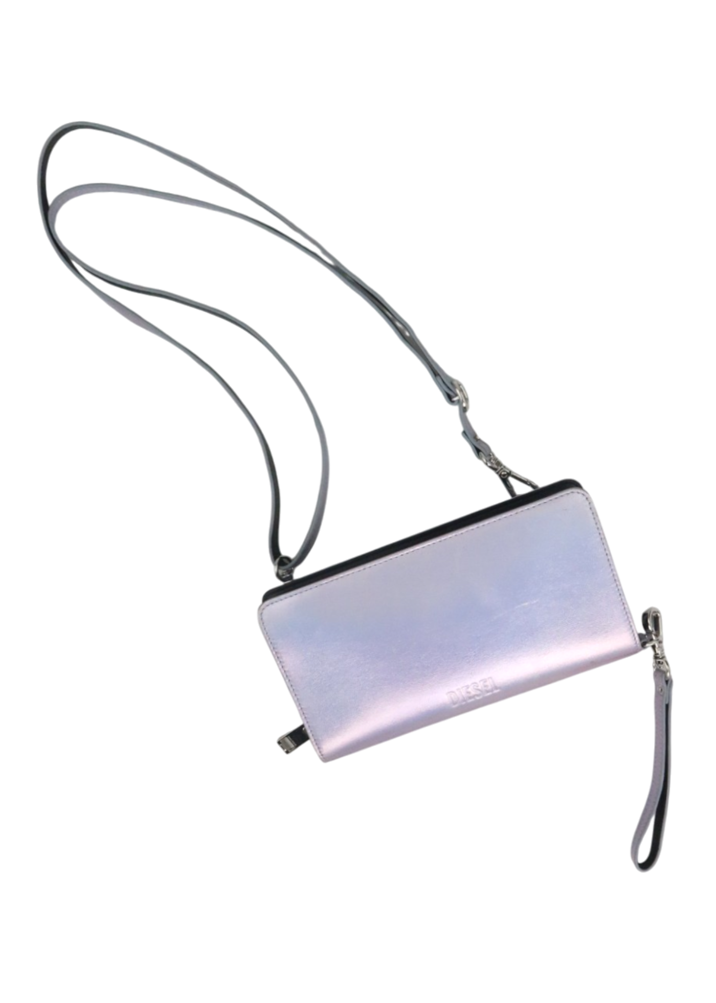 DIESEL Lilac Iridescent Metallic Wallet w Detachable Strap