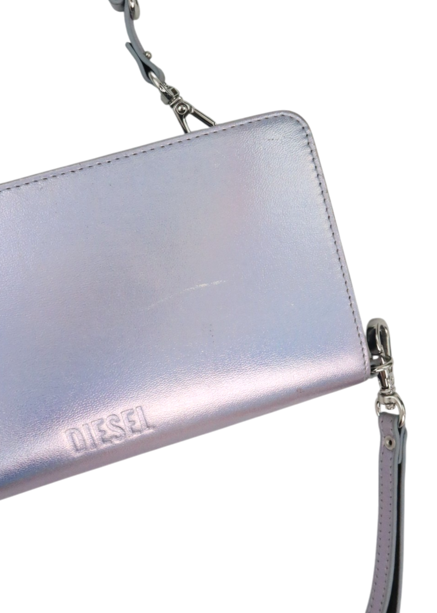 DIESEL Lilac Iridescent Metallic Wallet w Detachable Strap