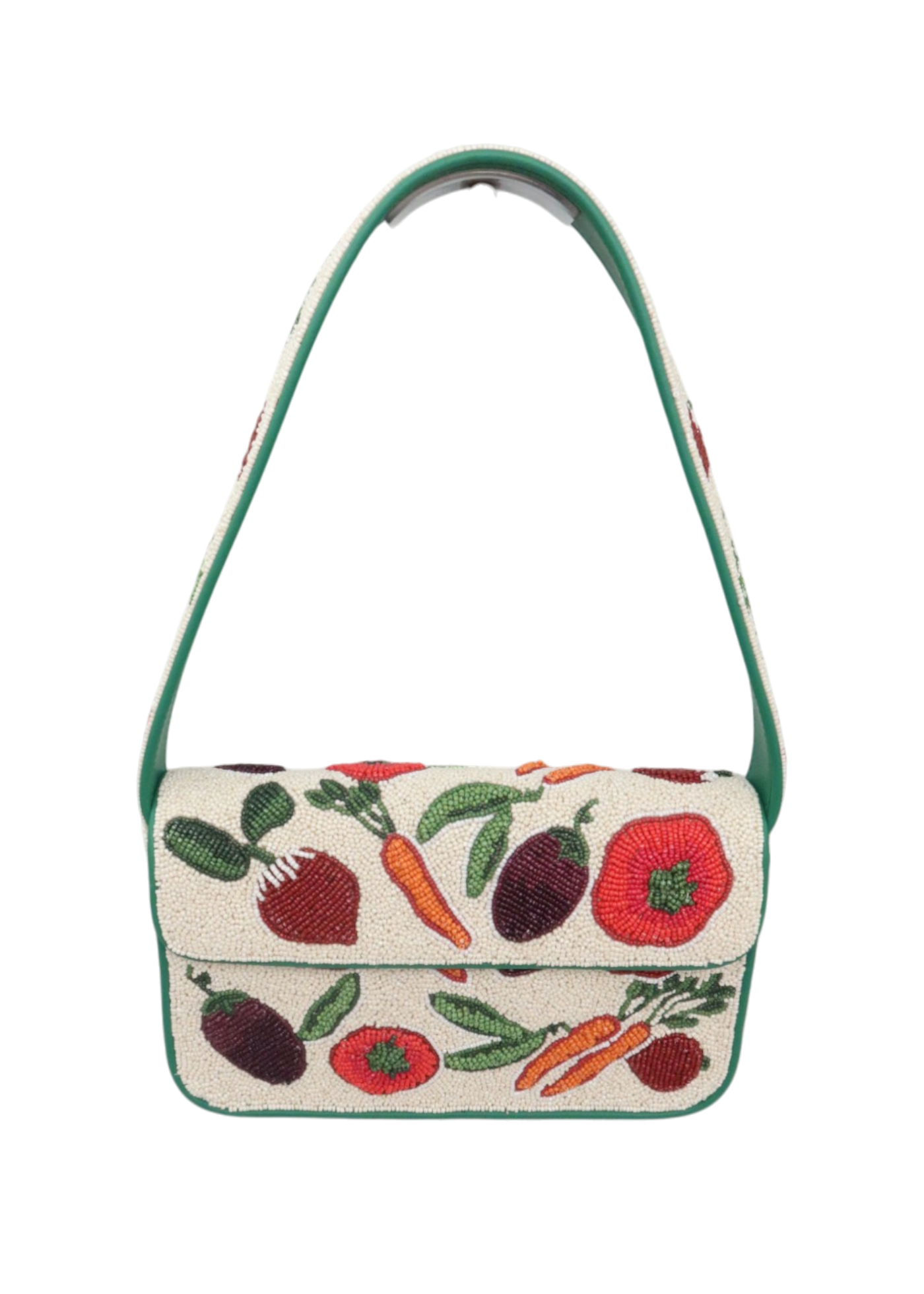 STAUD 'Tommy' White/Multicoloured Beaded Vegetable Shoulder Bag