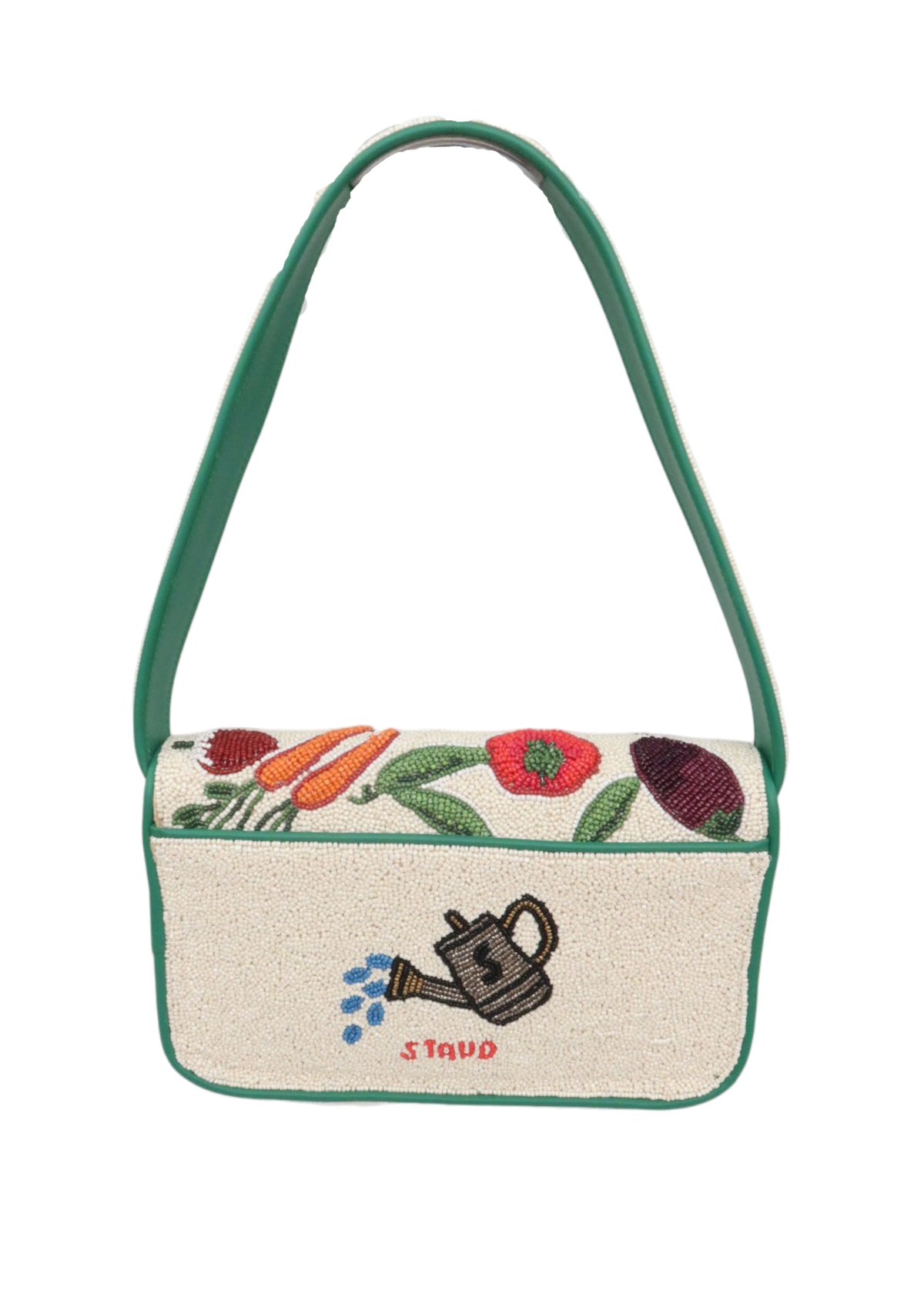 STAUD 'Tommy' White/Multicoloured Beaded Vegetable Shoulder Bag