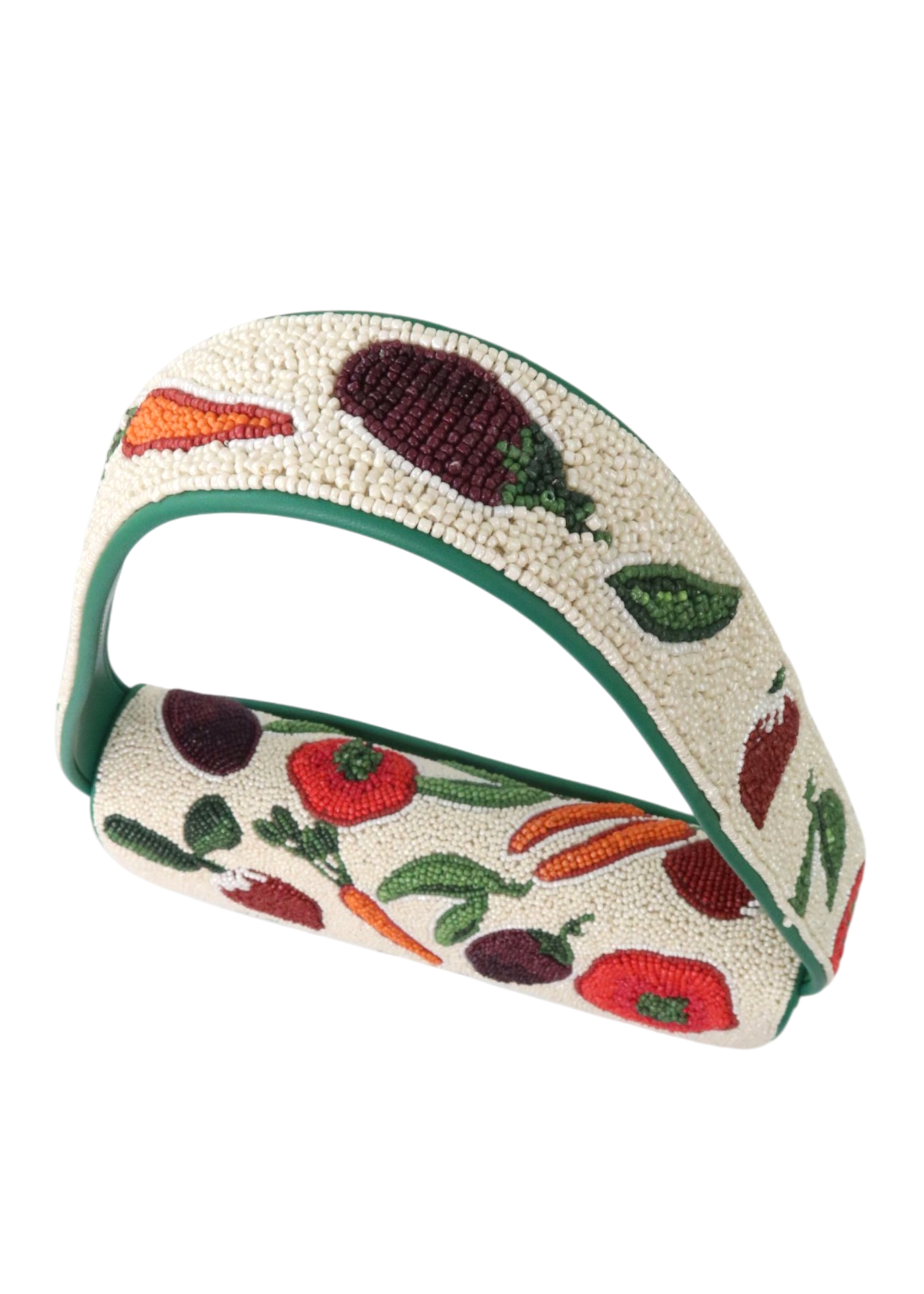 STAUD 'Tommy' White/Multicoloured Beaded Vegetable Shoulder Bag