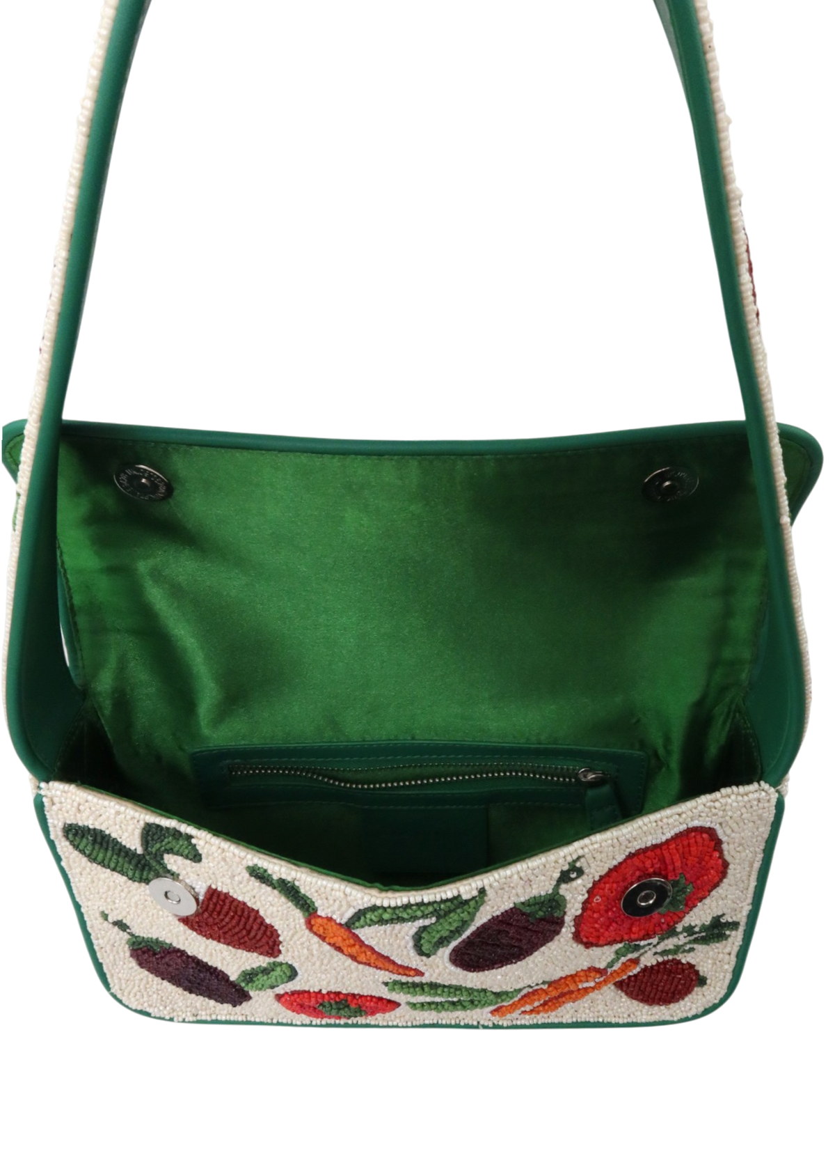 STAUD 'Tommy' White/Multicoloured Beaded Vegetable Shoulder Bag