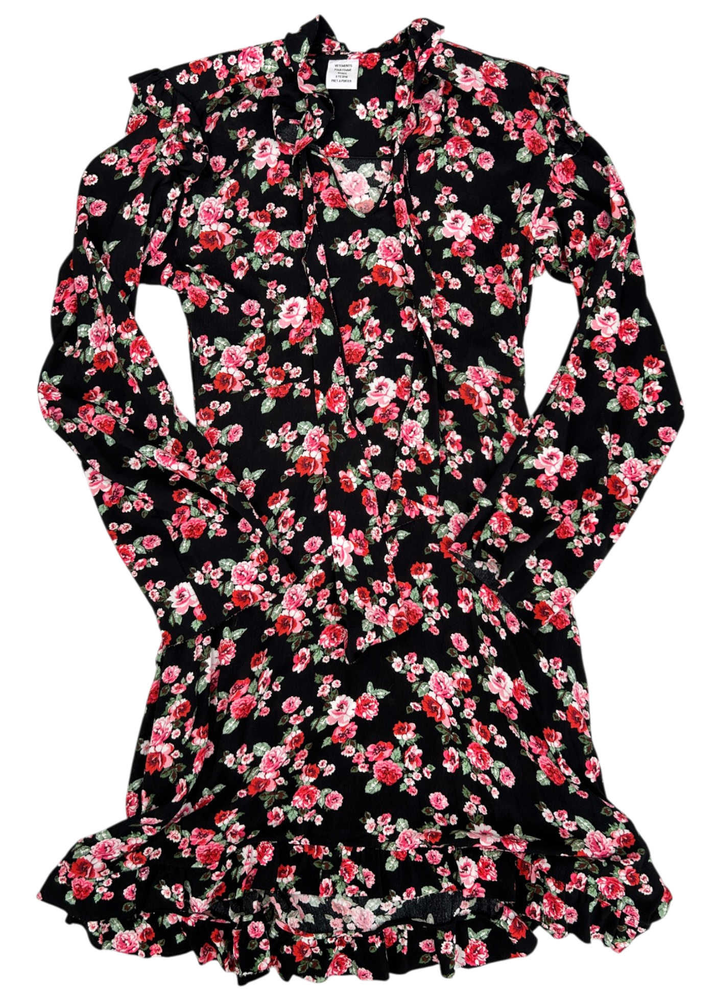 VETEMENTS S/S 2016 Floral Maxi Dress W/ Neck Tie