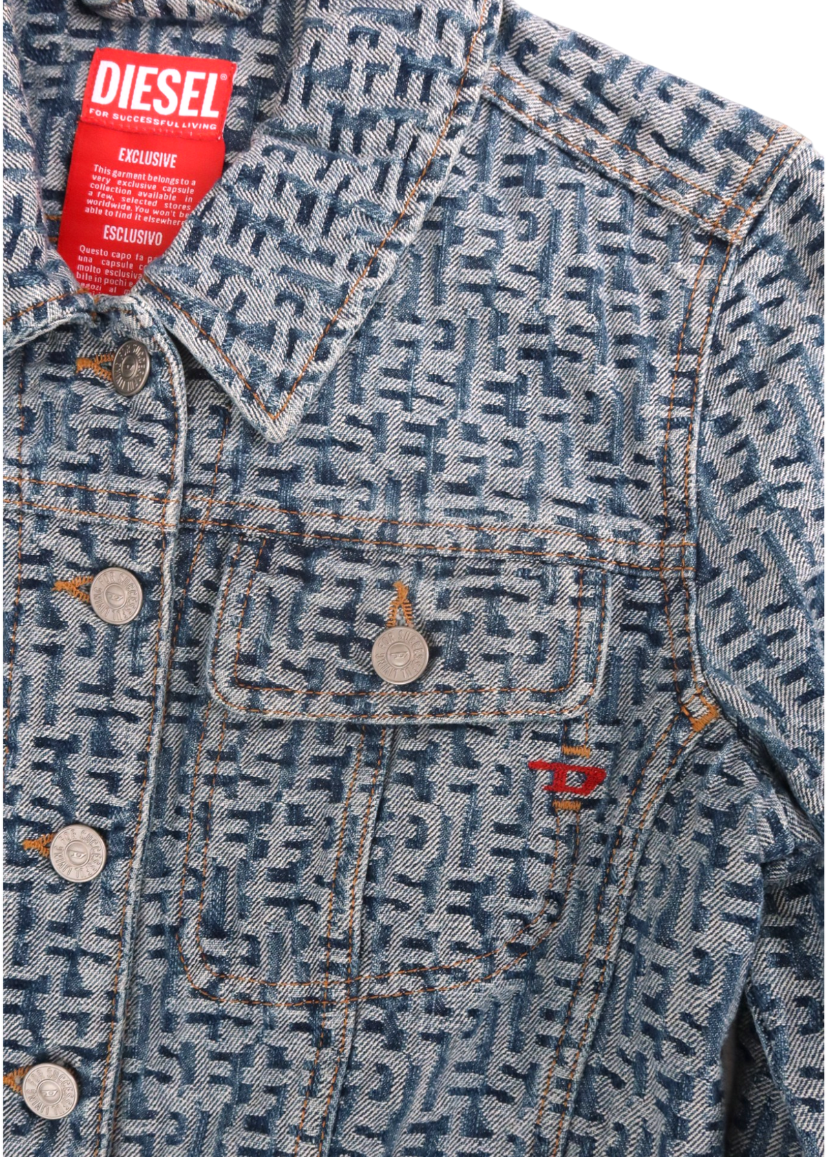 DIESEL Blue Logo Jacquard Denim Jacket