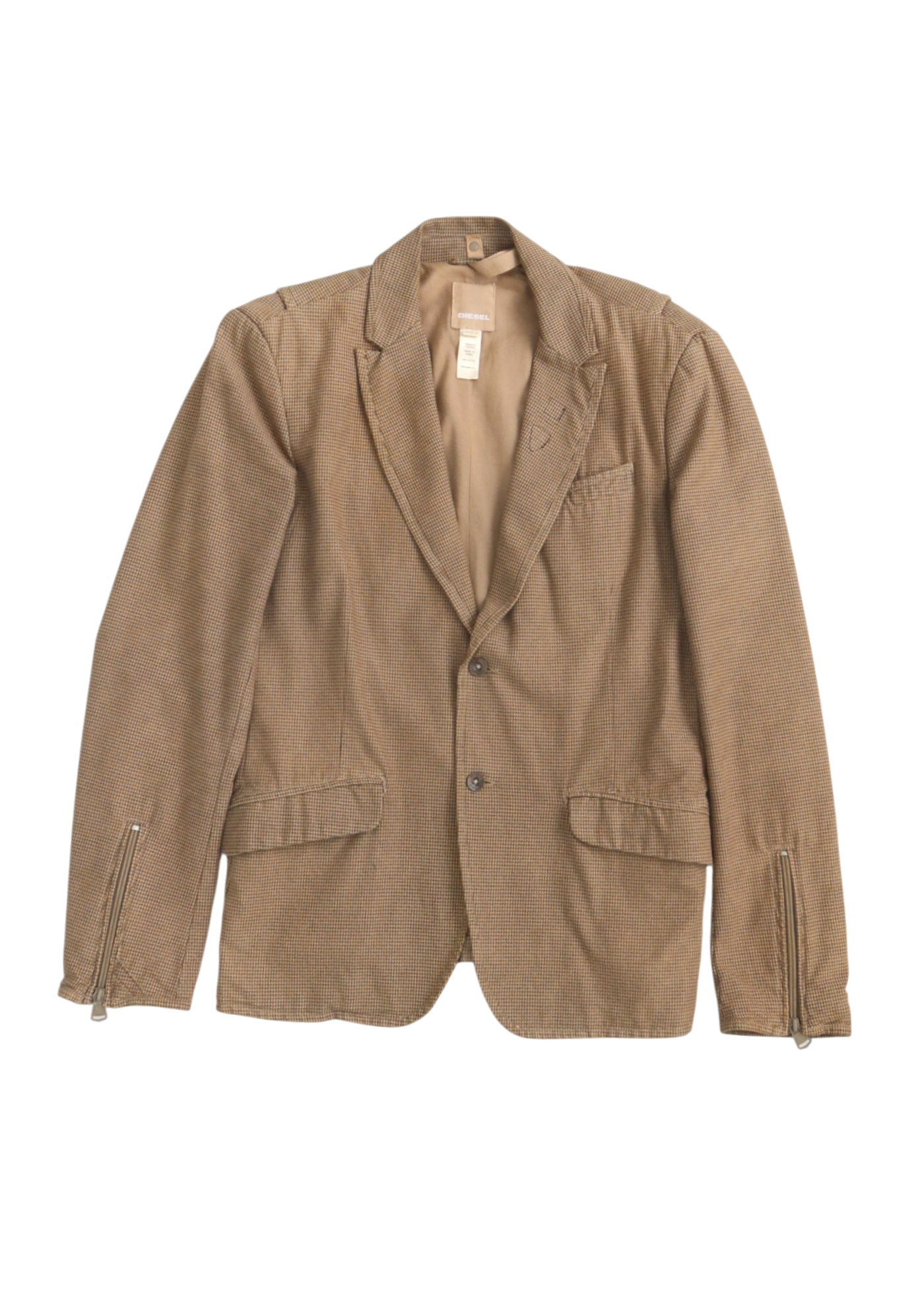 DIESEL VINTAGE Beige Micro Houndstooth Cotton Blazer