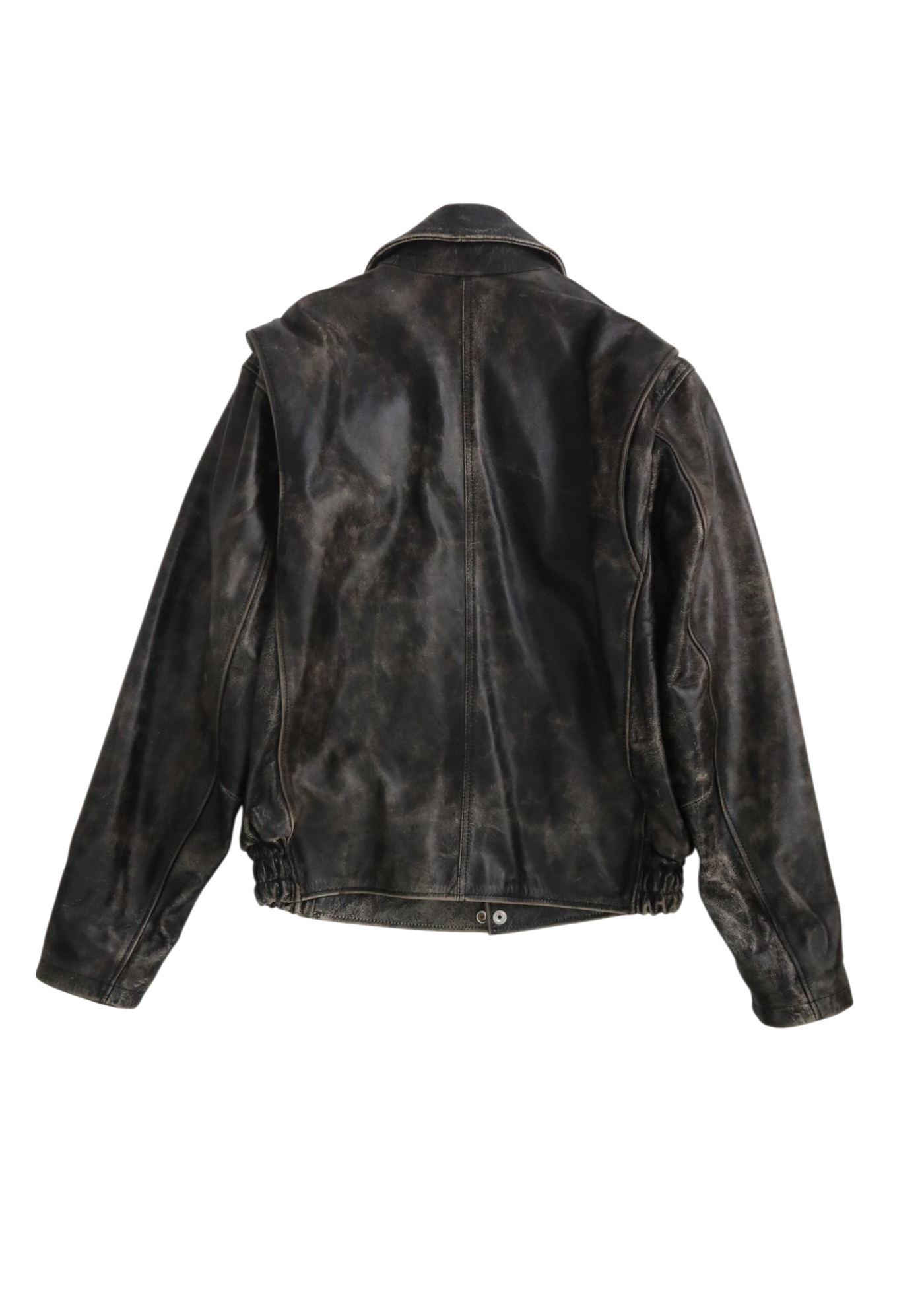 DIESEL (AS IS) 'L-Muds-Fur' Black Distressed Cowhide Jacket