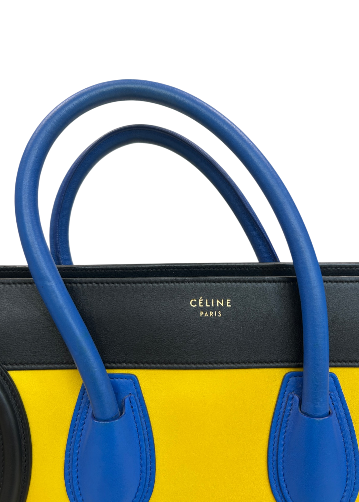 CELINE (AS IS) S/S 2014 Colourblock Smooth Leather Luggage Tote