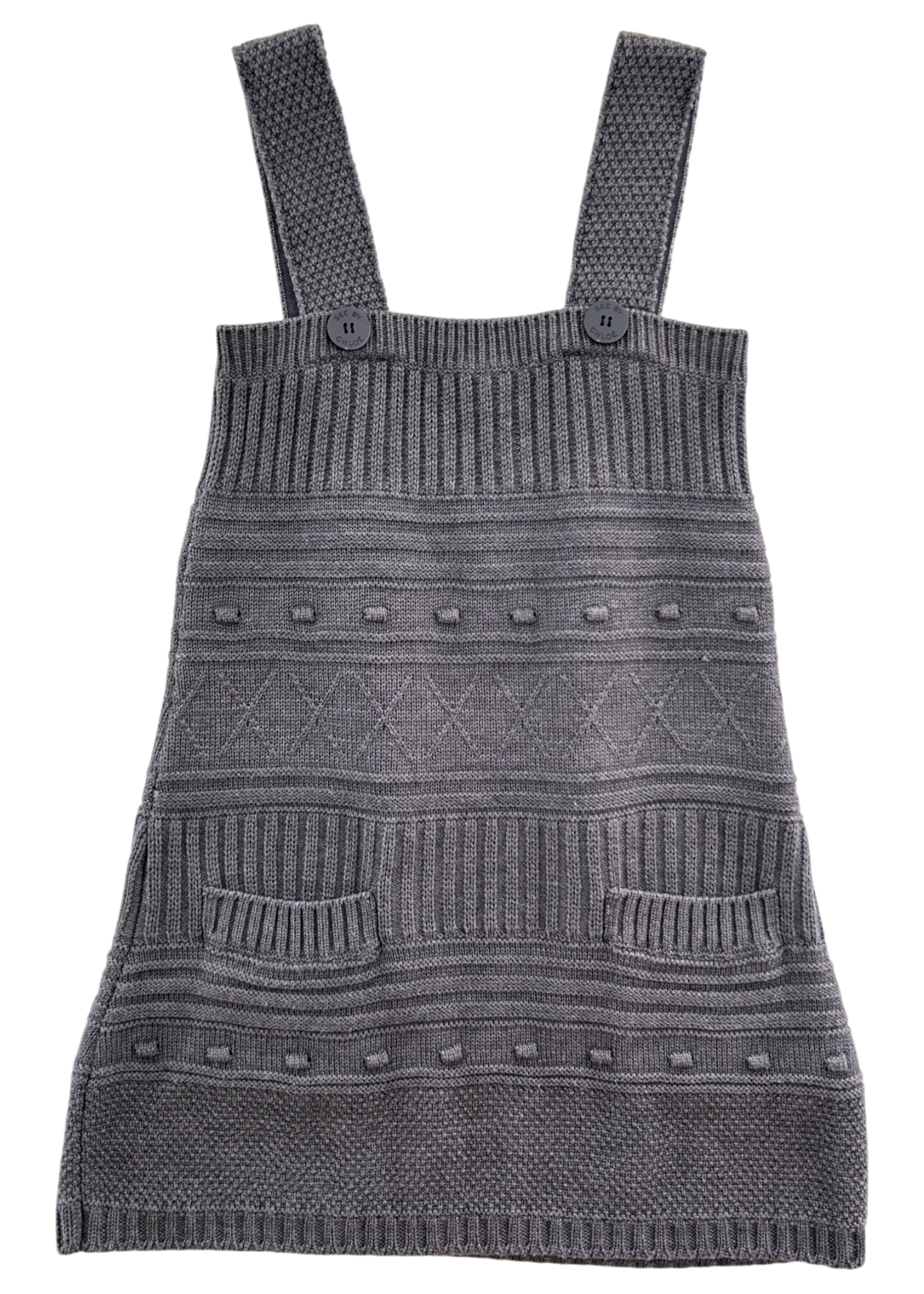 SEE BY CHLOE Grey Knit Overall Mini Dress