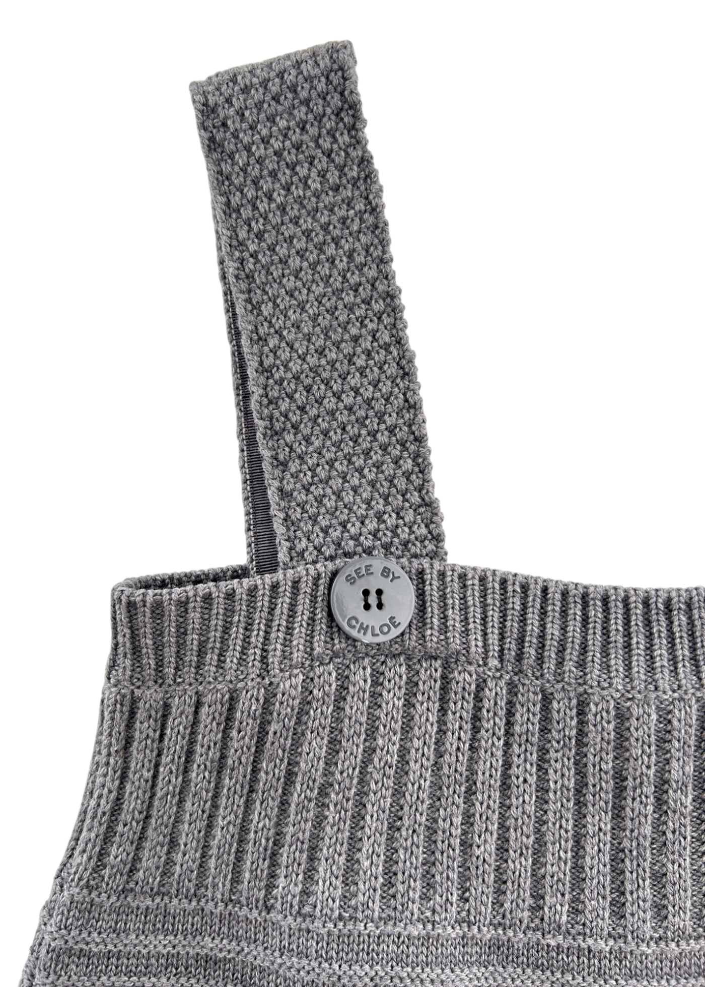 SEE BY CHLOE Grey Knit Overall Mini Dress