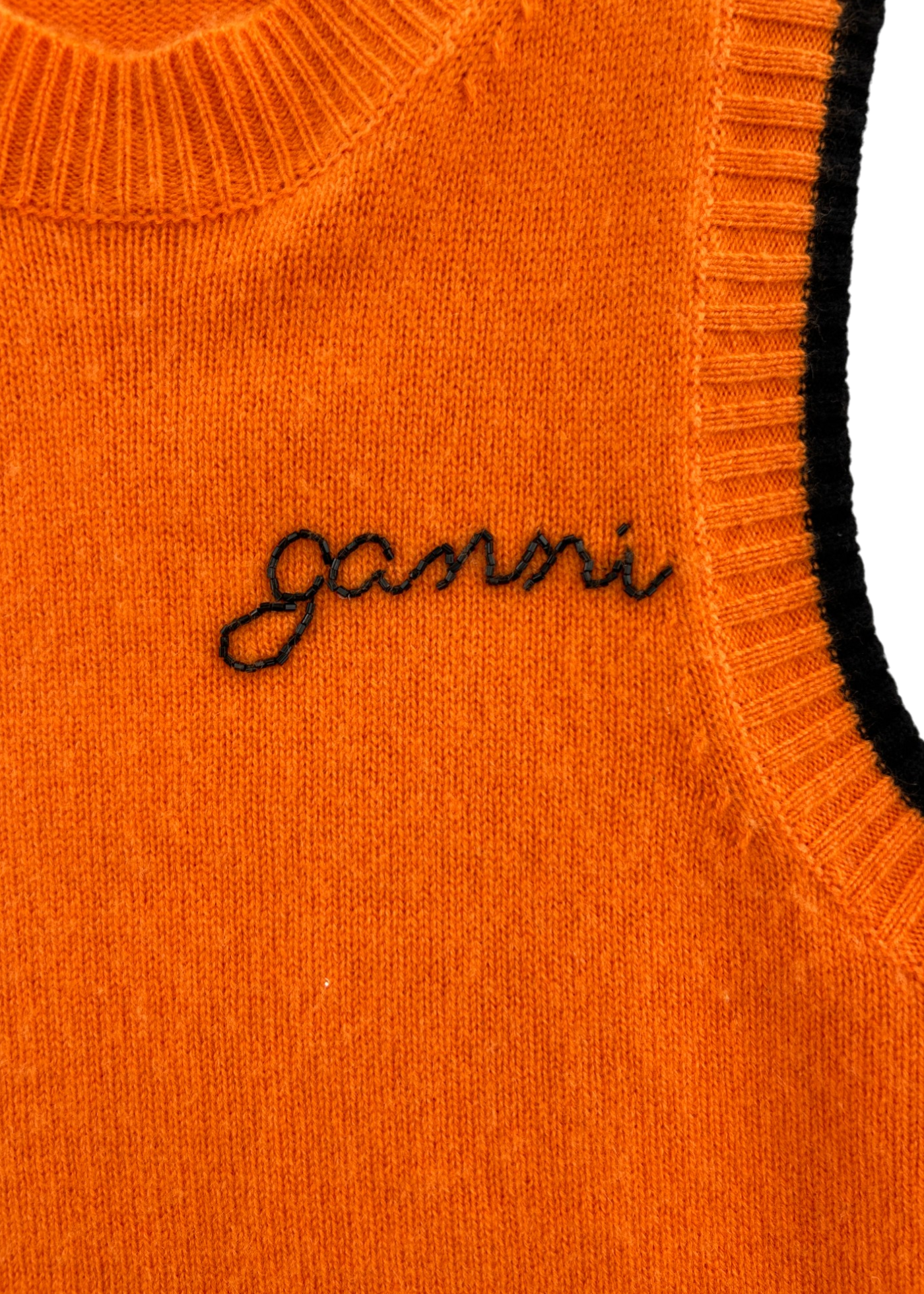 GANNI Cashmere Blend Beaded Logo Vest