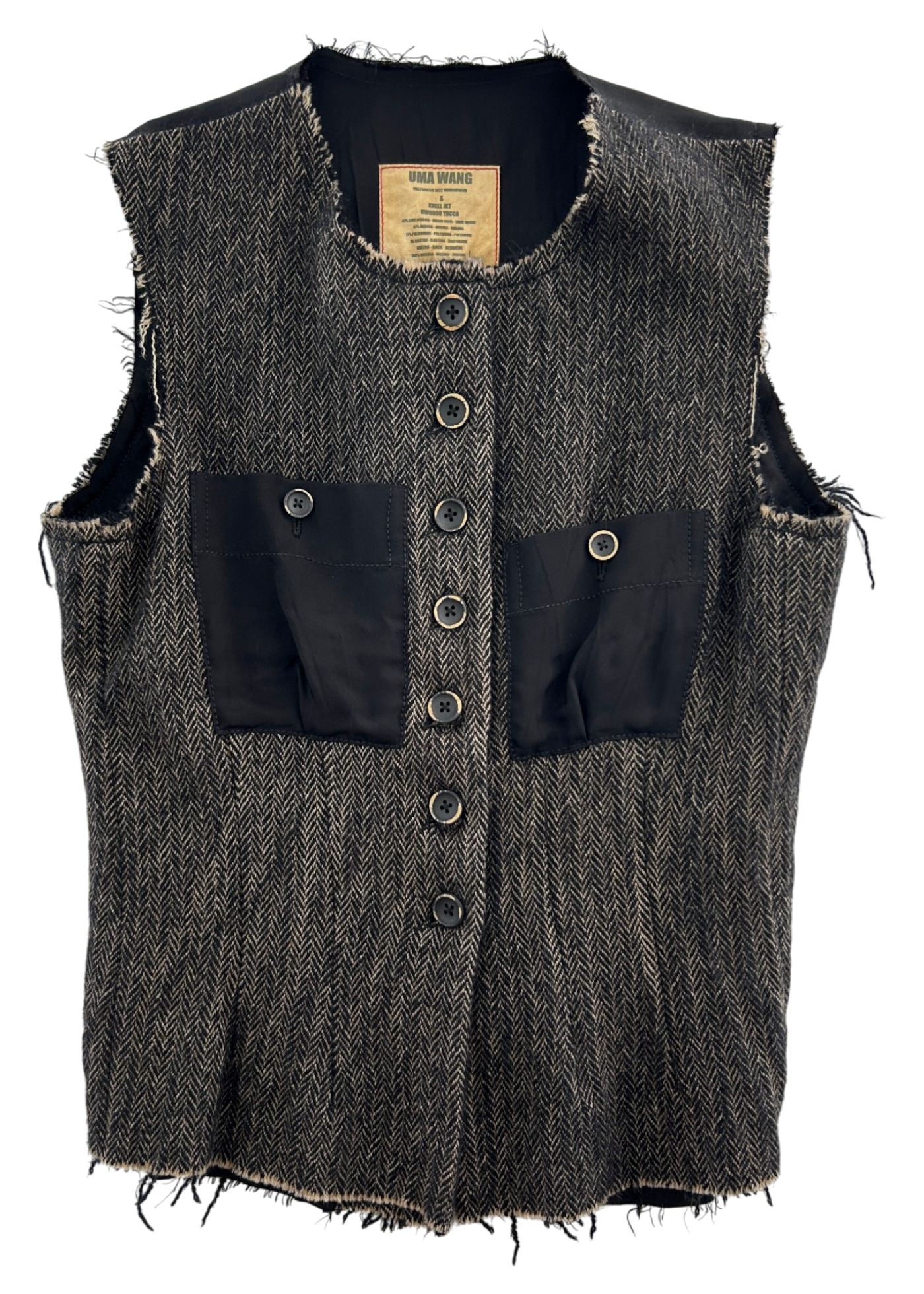 UMA WANG 2022 'Knell' Herringbone Tweed Waistcoat