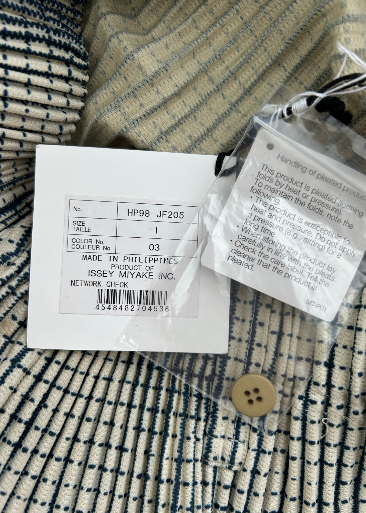 ISSEY MIYAKE HOMME PLISSE Ivory/Blue Speckled Pleat Pants